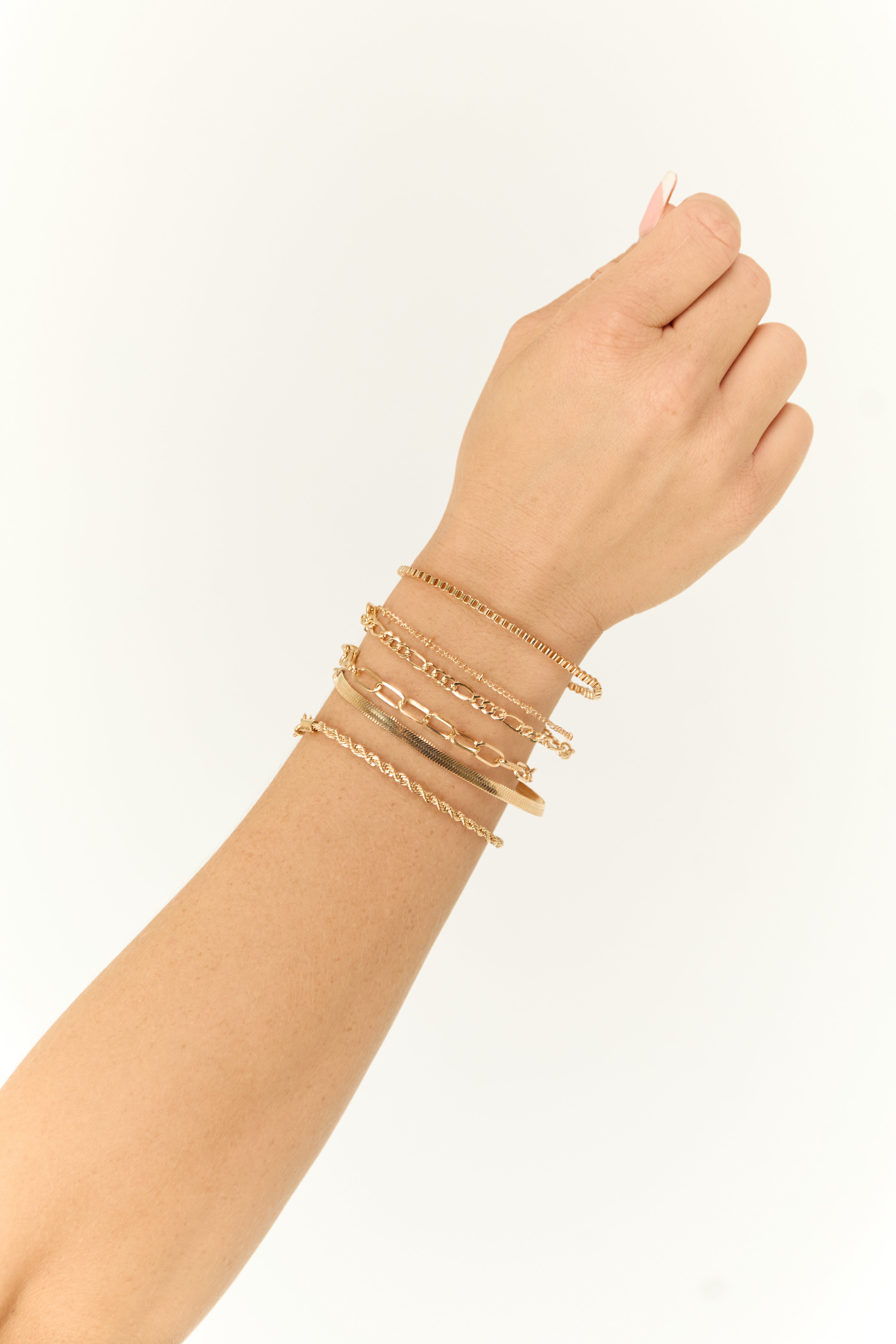 Gold Multi Style 6 Chain Bracelets-Newayad