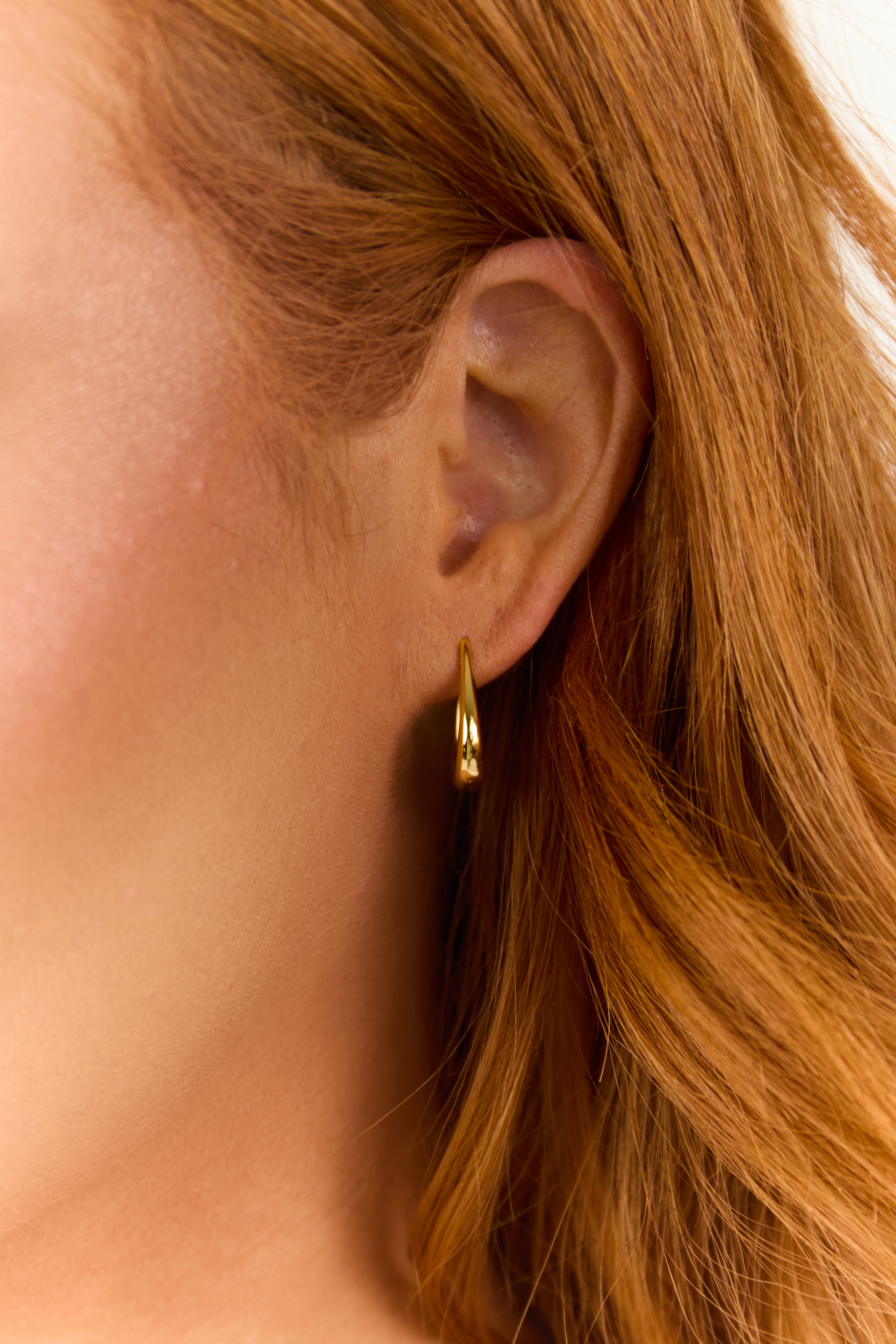 Gold Oval Hoop Post Back Earrings-Newayad