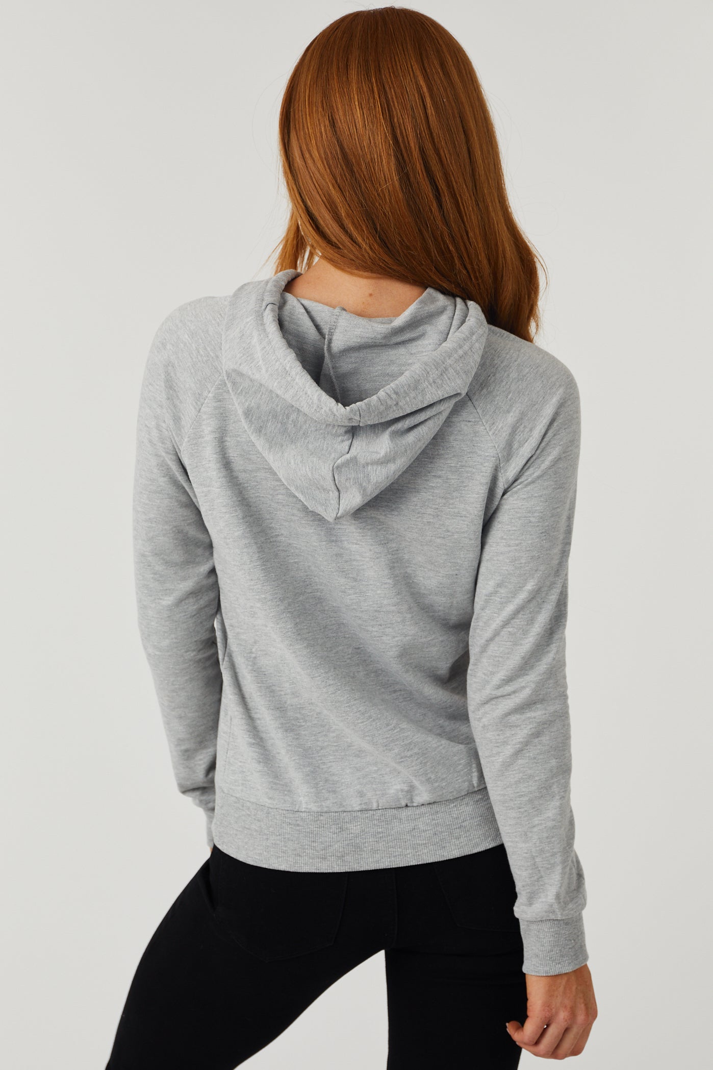 Heathered Grey French Terry Lightweight Drawstring Hoodie-Newayad