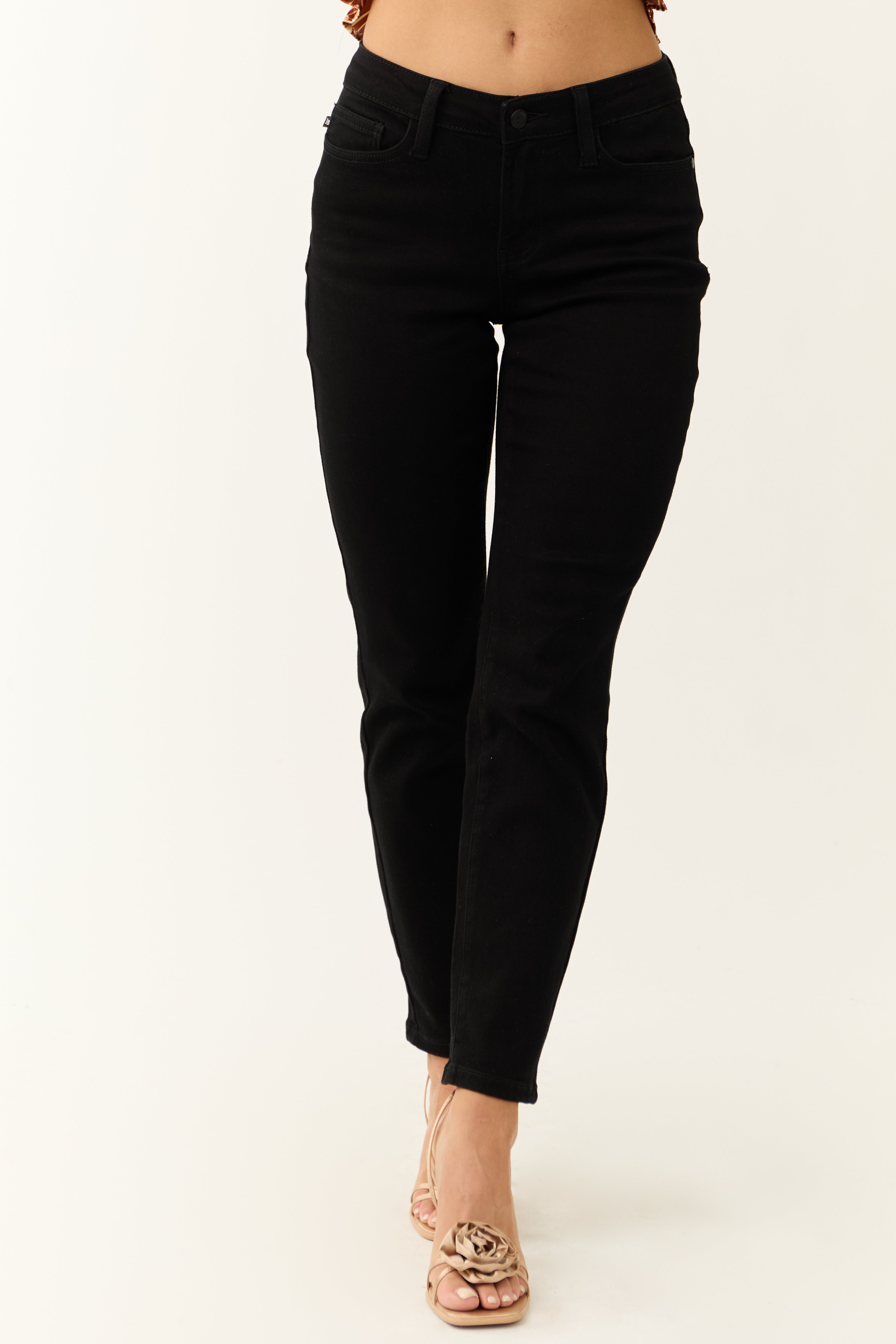 Judy Blue Black Non Distressed Skinny Jeans-Newayad