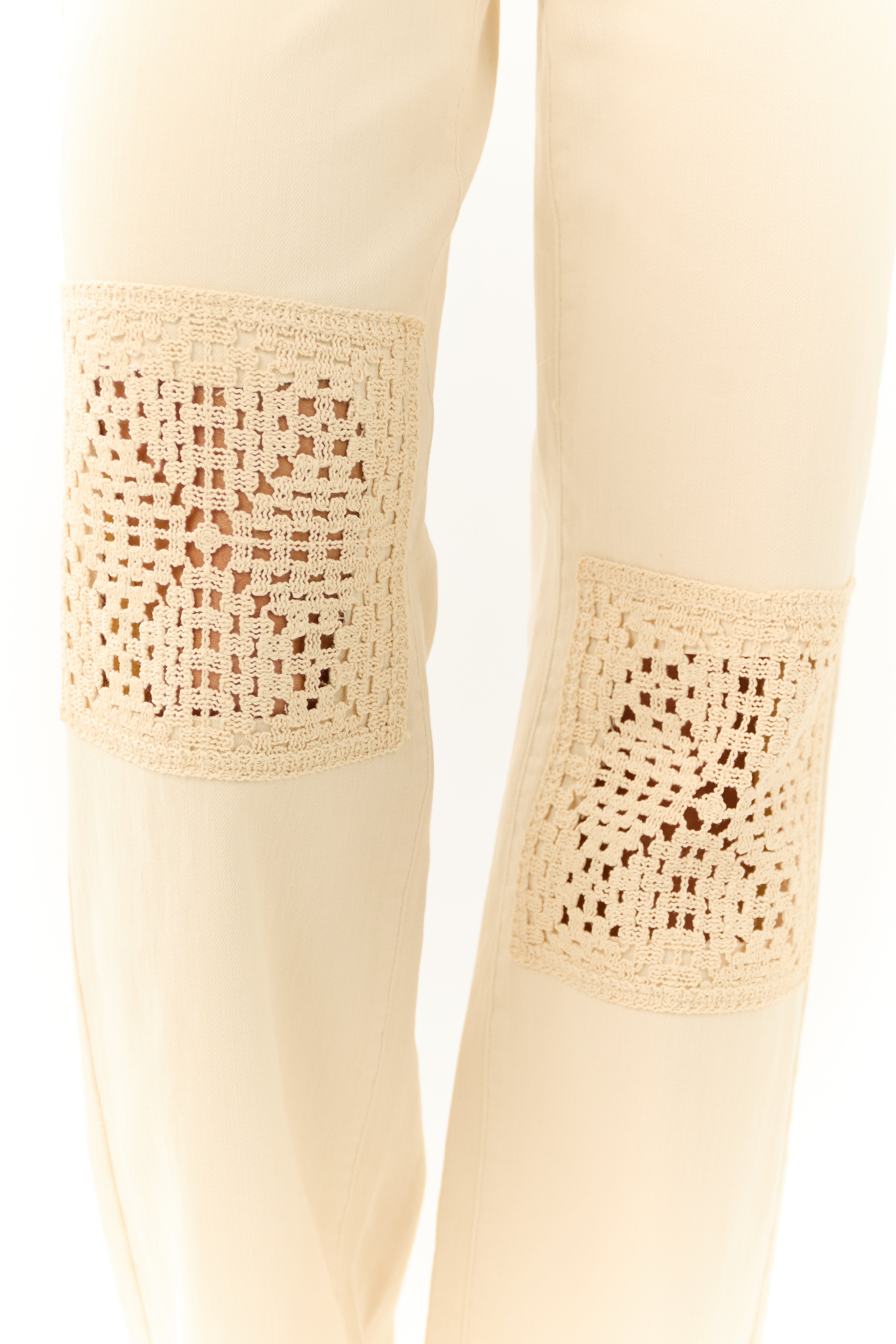 Judy Blue Cream High Rise Crochet Patch Jeans-Newayad
