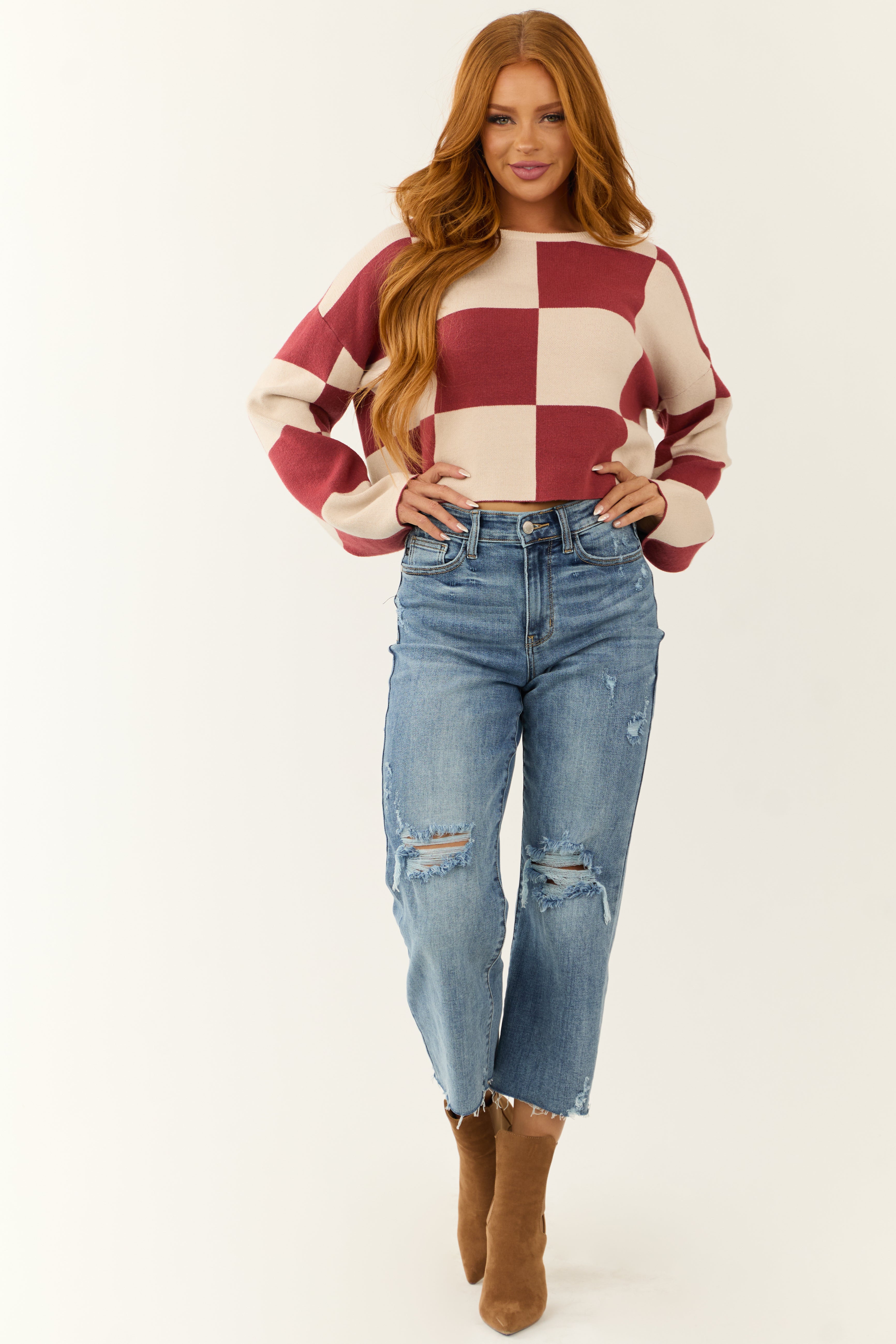 Judy Blue Light Wash Distressed Wide Crop Jeans-Newayad