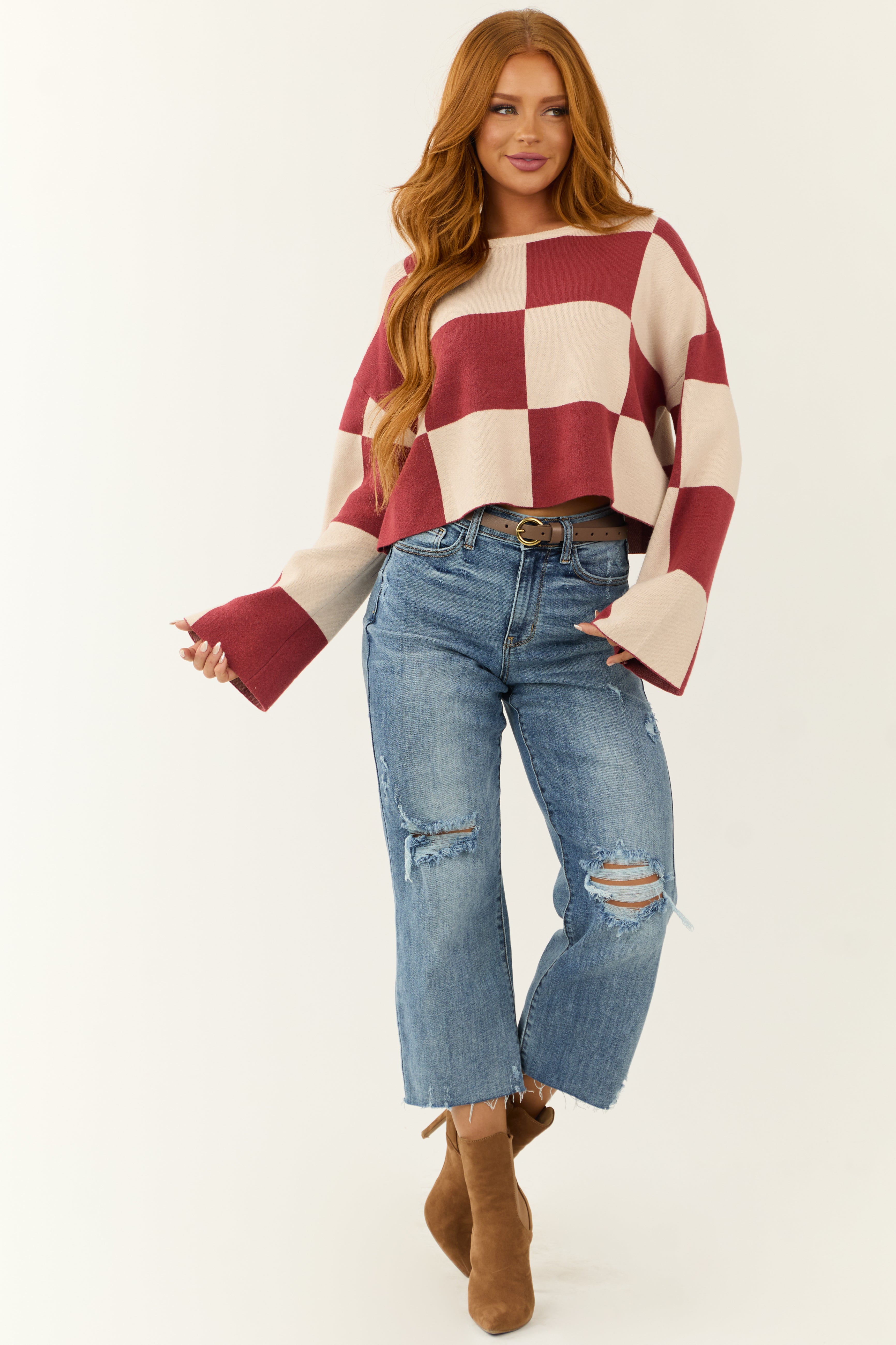 Judy Blue Light Wash Distressed Wide Crop Jeans-Newayad