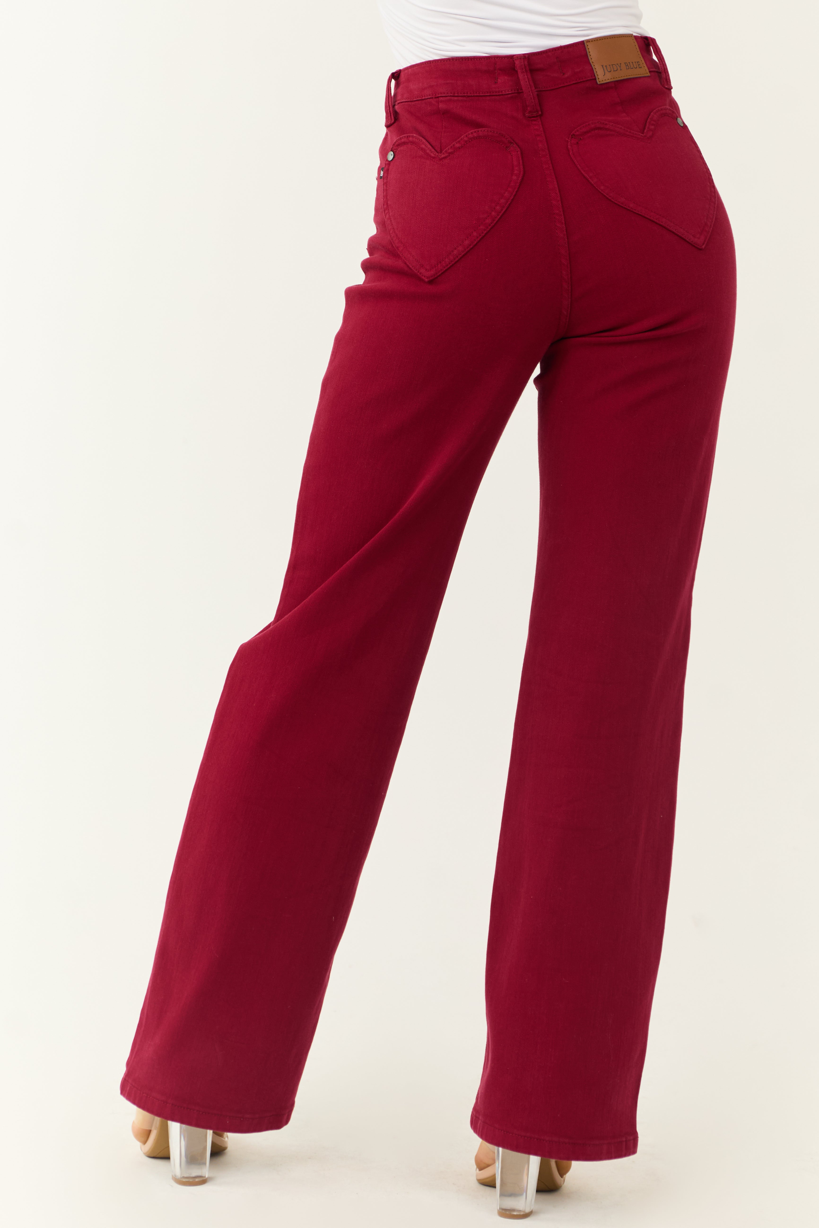 Judy Blue Wine Straight Leg Heart Pocket Jeans-Newayad