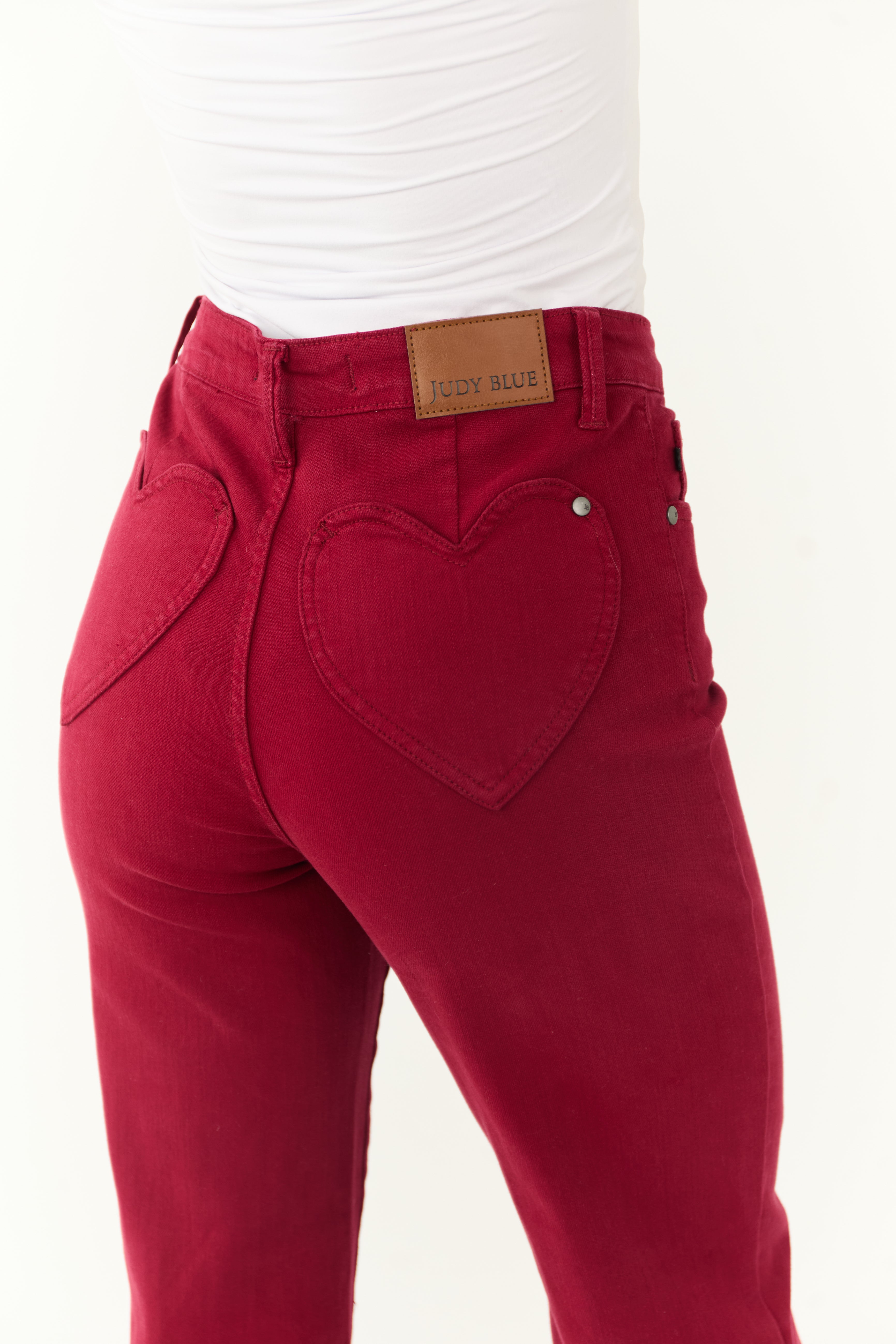 Judy Blue Wine Straight Leg Heart Pocket Jeans-Newayad
