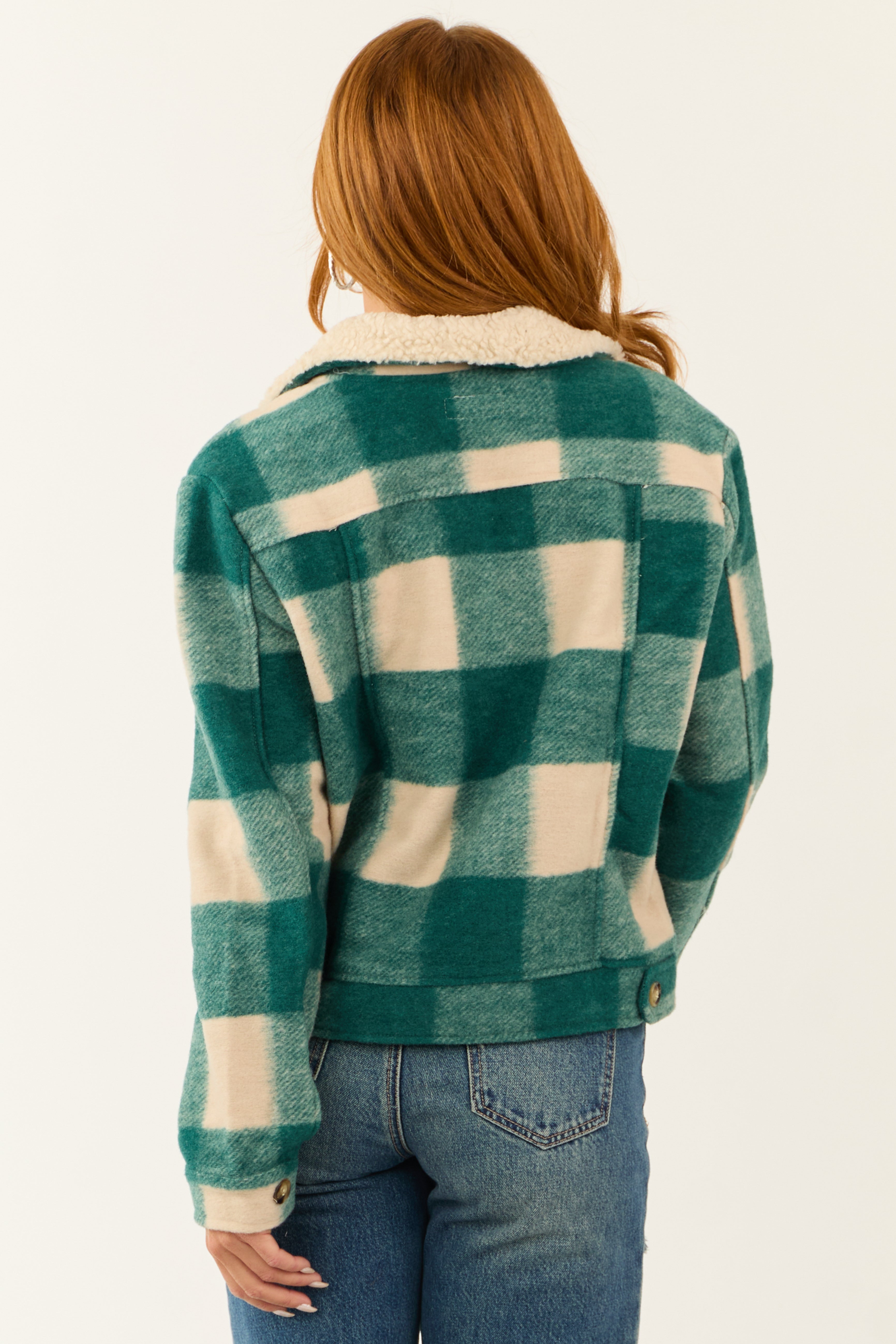 Juniper Plaid Button Down Chest Pocket Thick Shacket-Newayad