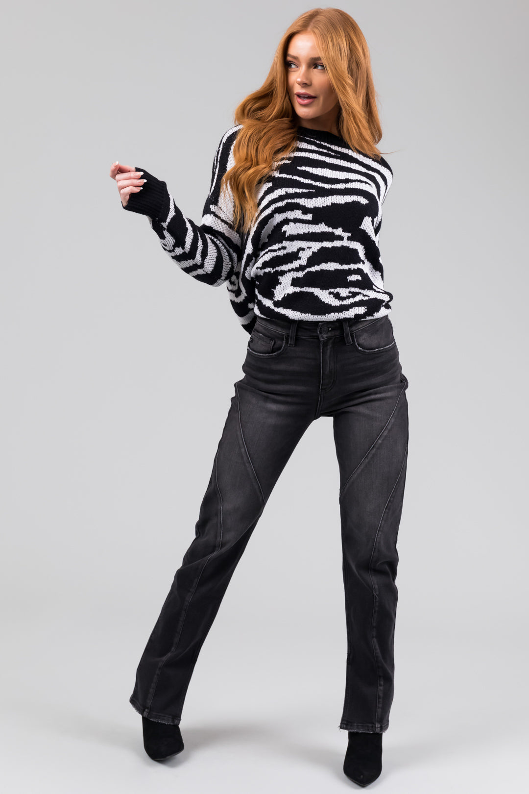 KanCan Black Straight Leg Seam Detail Jeans-Newayad