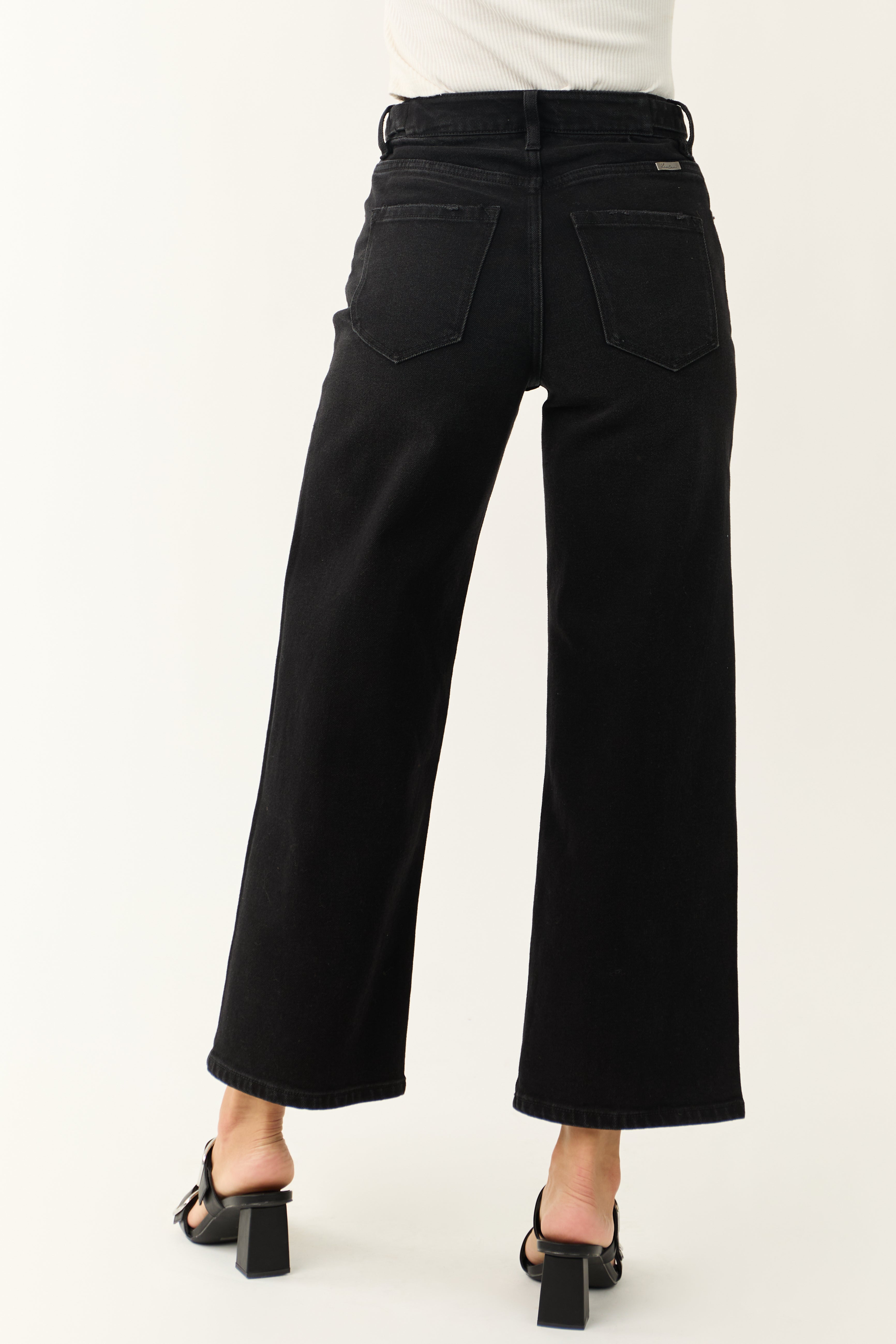 KanCan Black Ultra High Rise Cropped Wide Leg Jeans-Newayad
