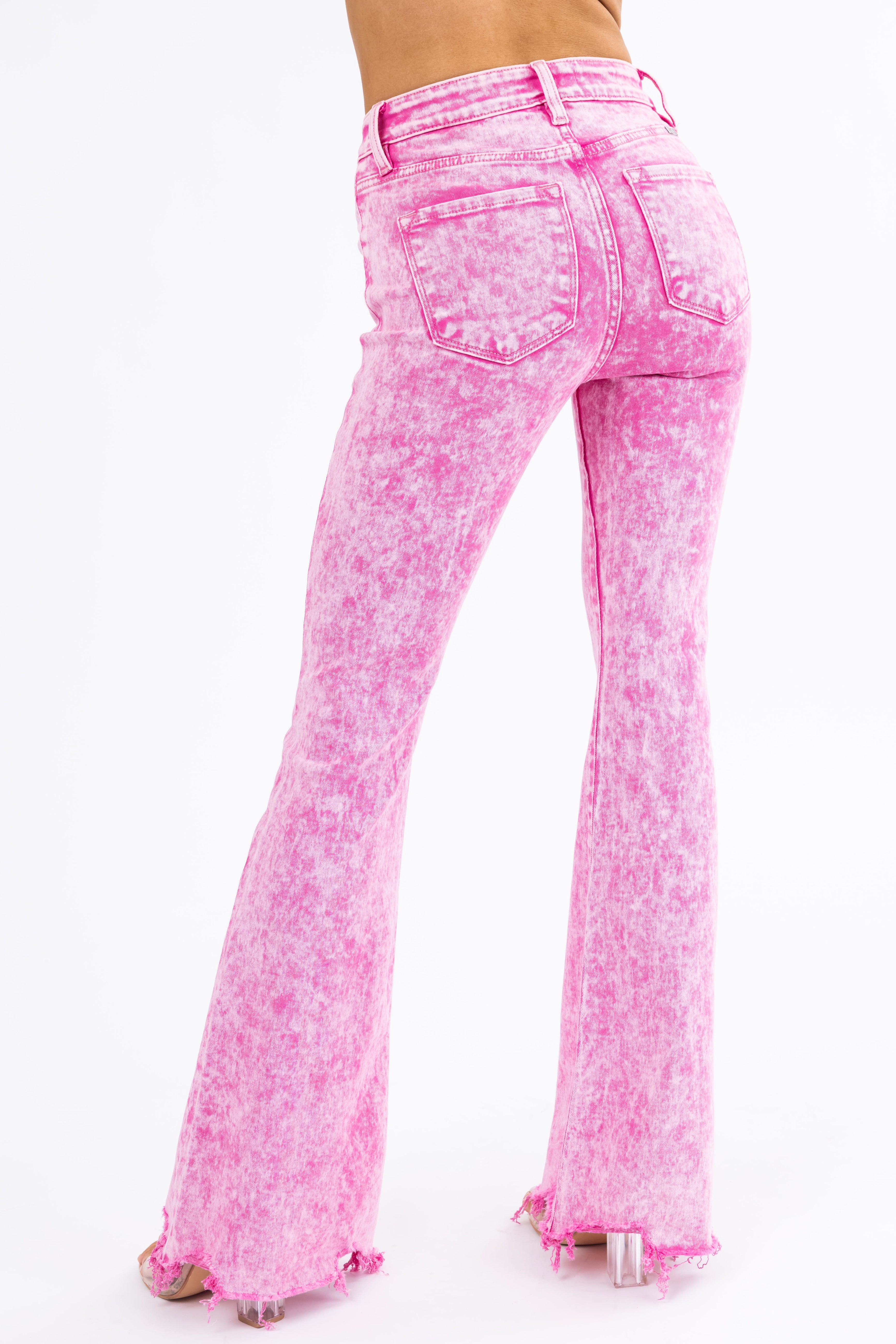 KanCan Bubblegum Acid Wash Flare Jeans-Newayad