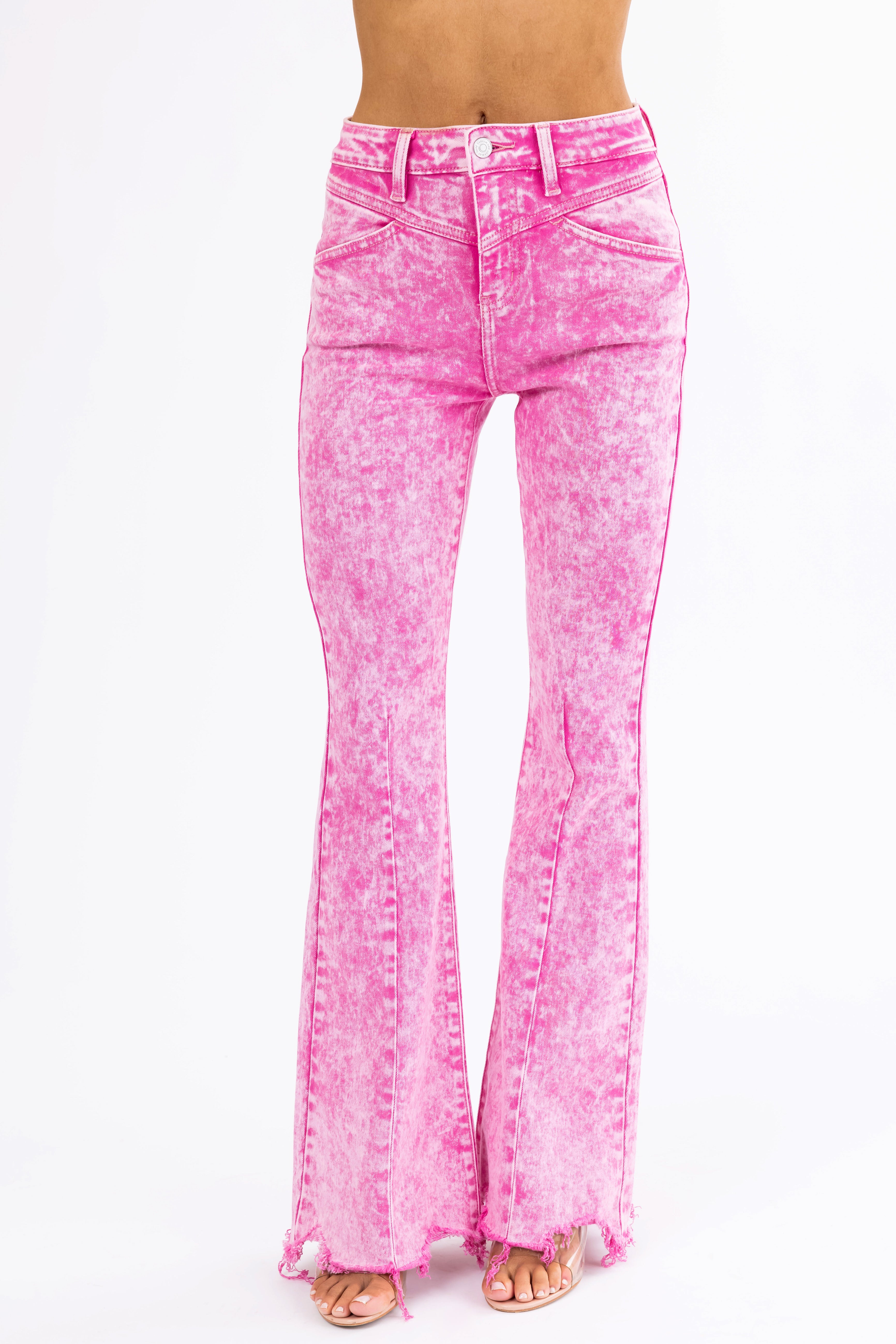 KanCan Bubblegum Acid Wash Flare Jeans-Newayad