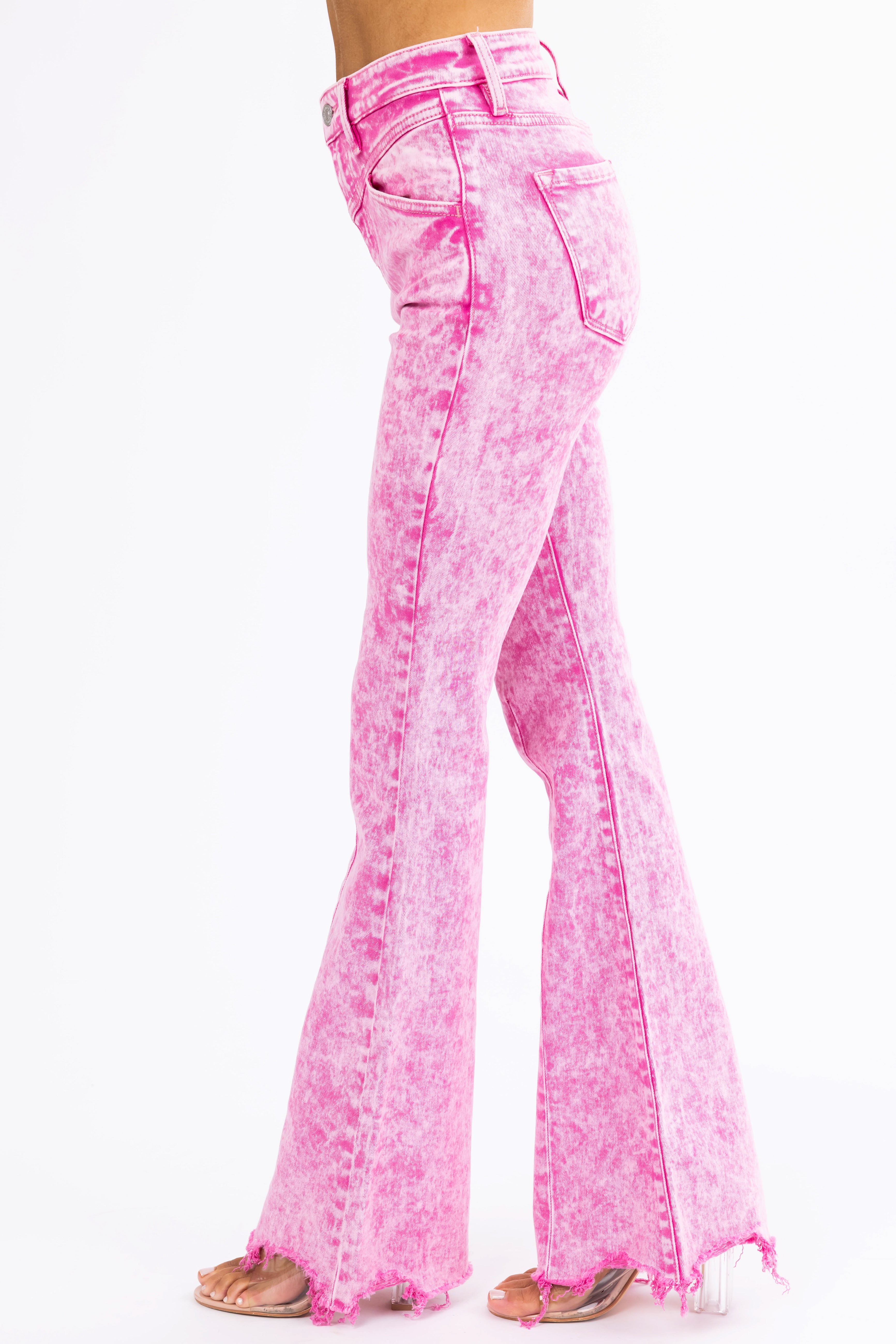 KanCan Bubblegum Acid Wash Flare Jeans-Newayad
