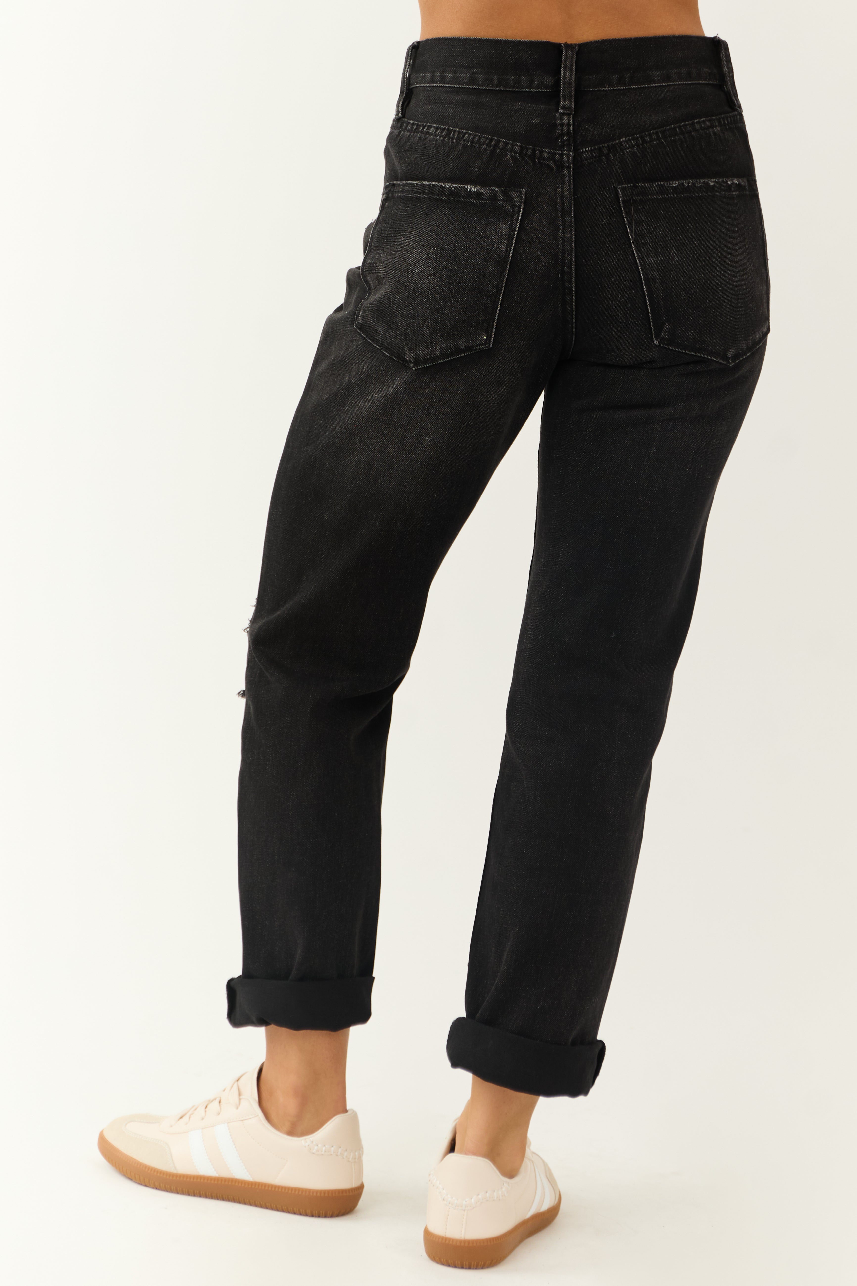 KanCan Charcoal Washed Distressed Straight Jeans-Newayad