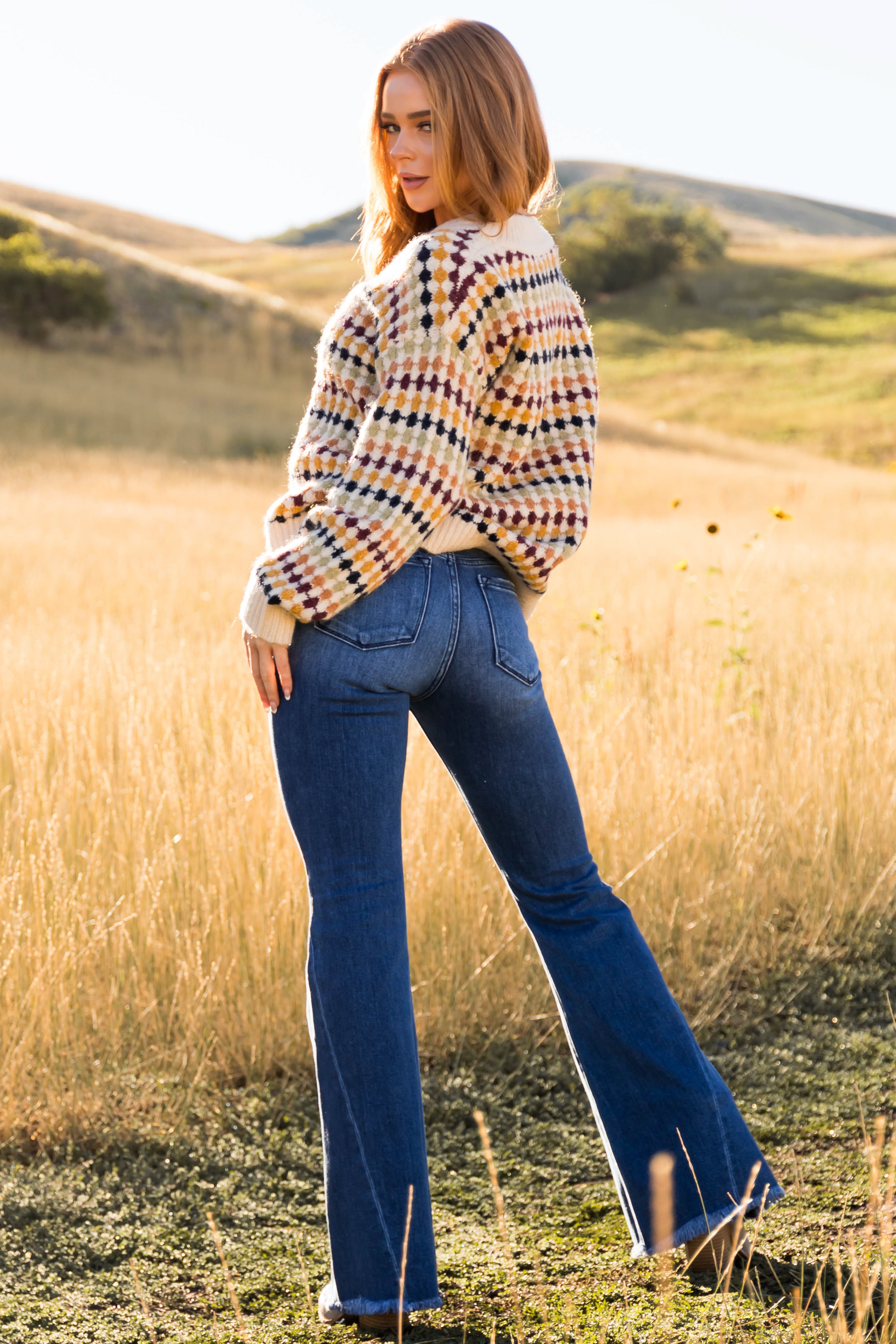 KanCan Dark Wash Mid Rise Flare Jeans-Newayad