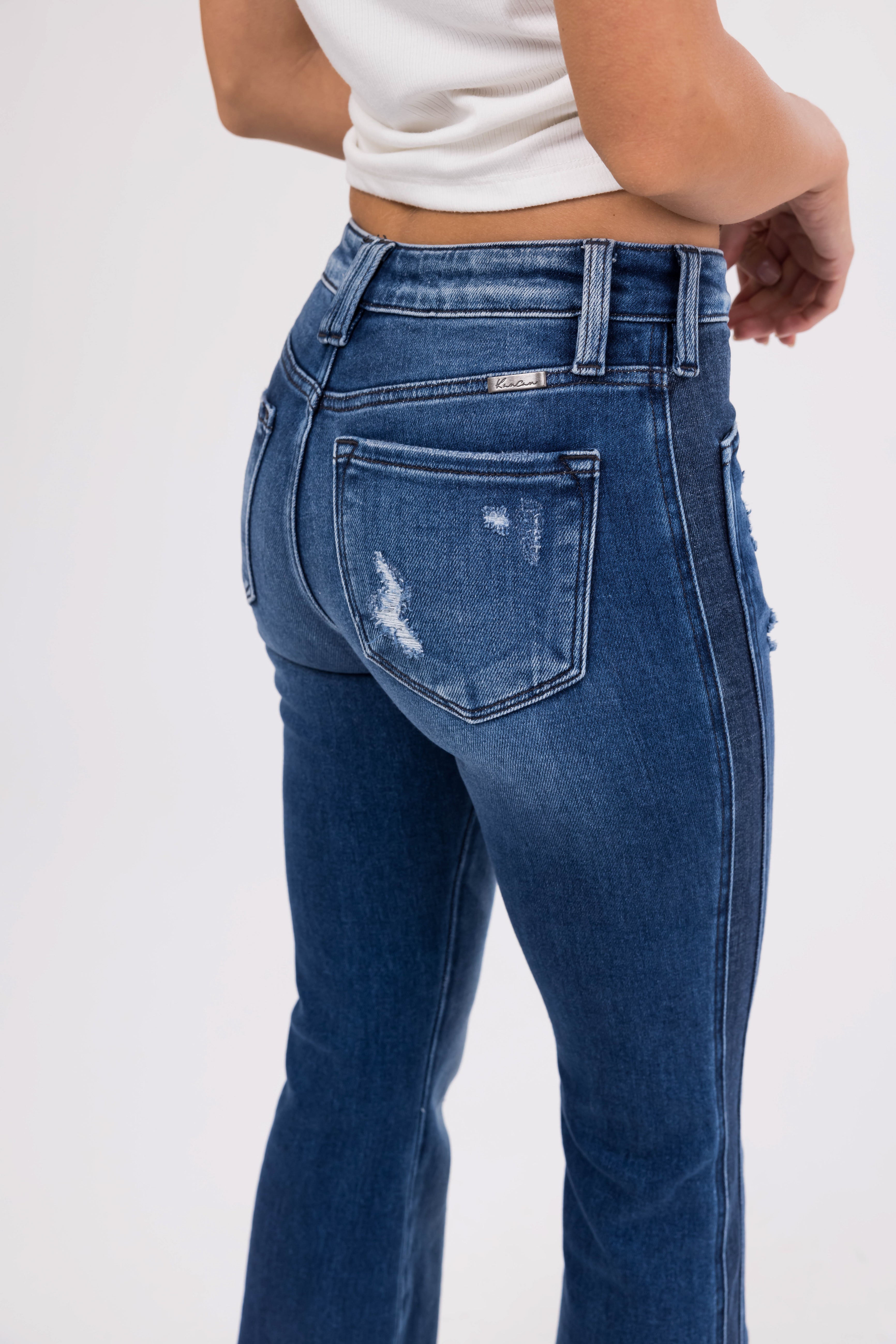 KanCan Dark Washed Double Seam Flare Jeans-Newayad