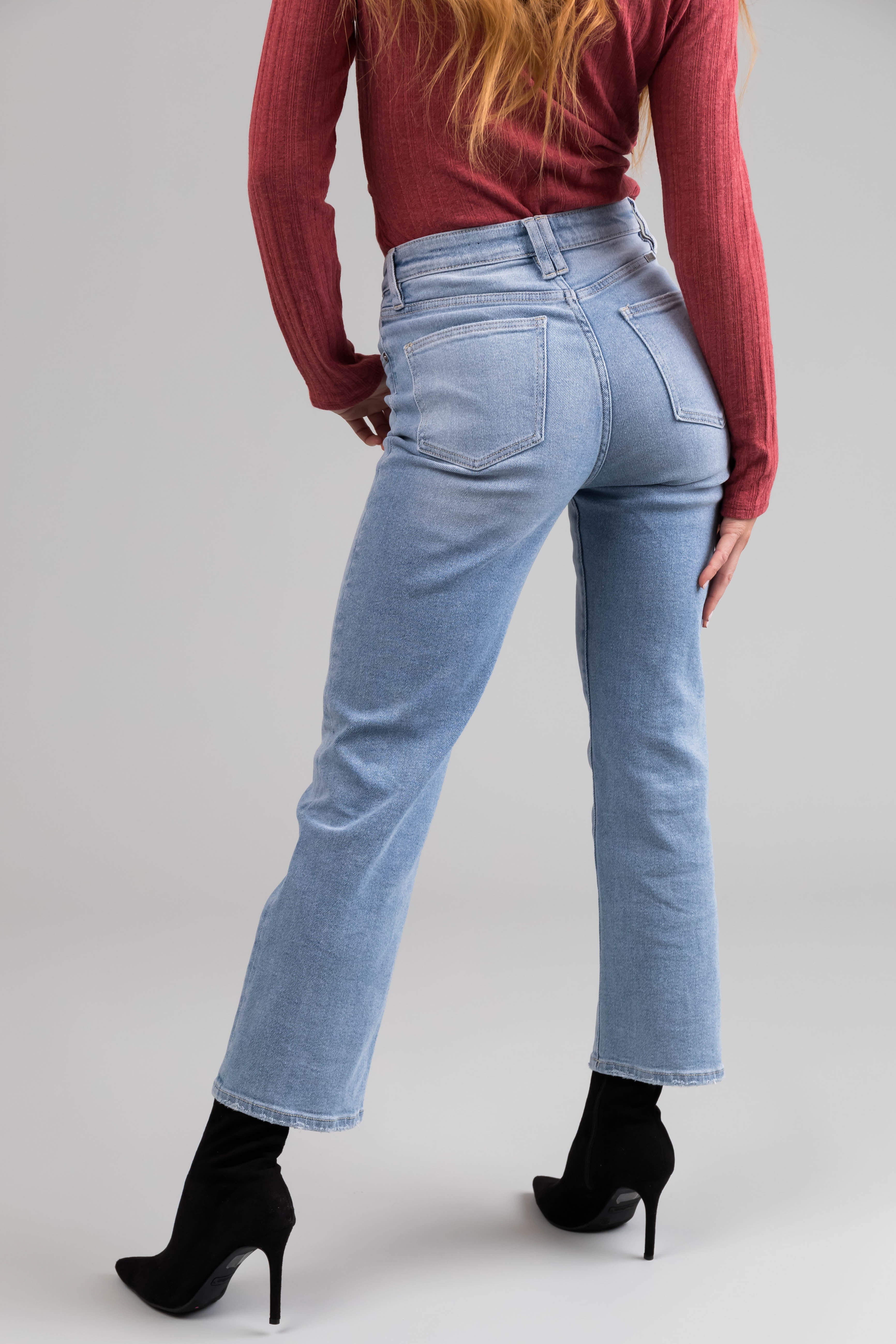 KanCan High Rise 90's Criss Cross Straight Jeans-Newayad
