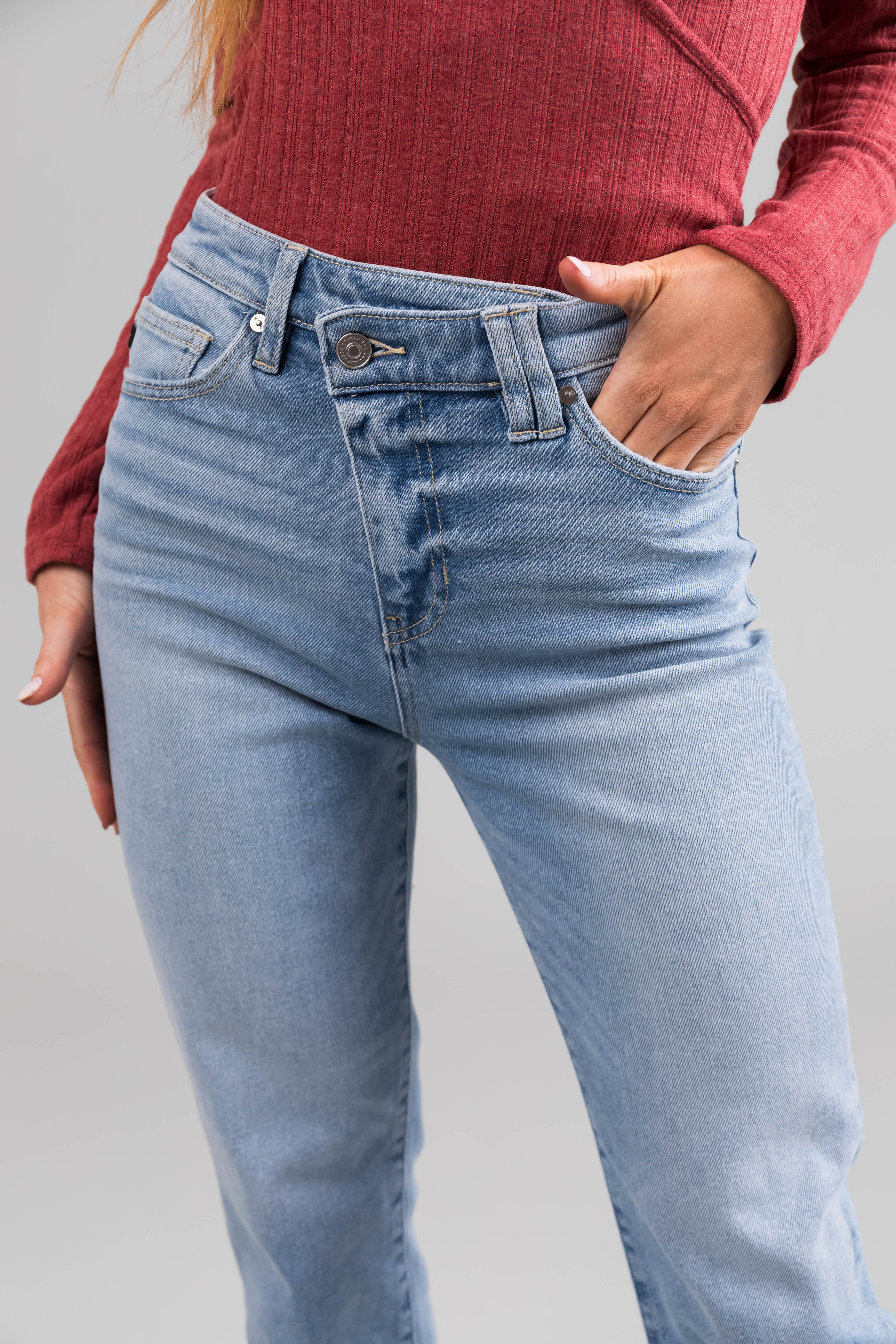 KanCan High Rise 90's Criss Cross Straight Jeans-Newayad