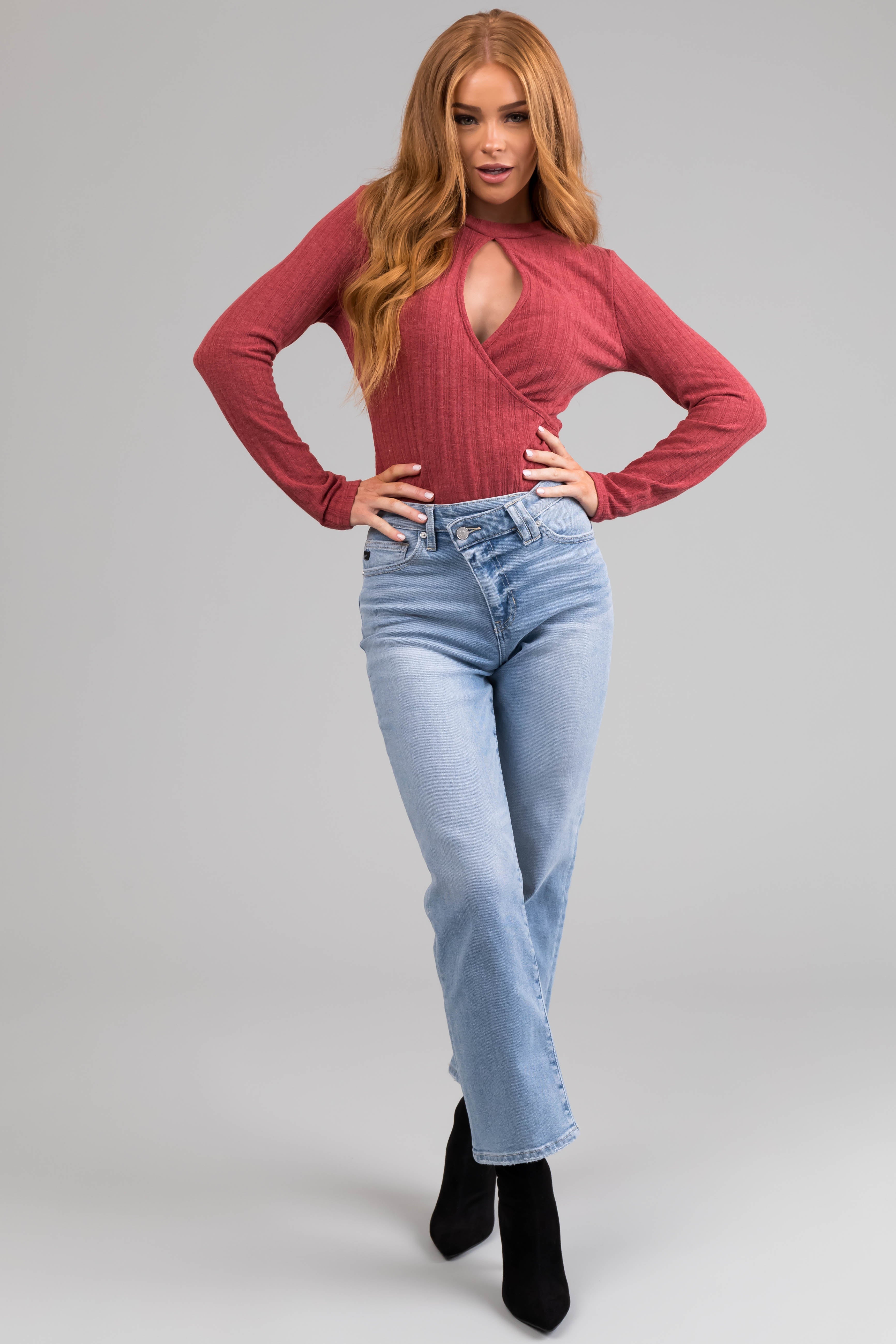 KanCan High Rise 90's Criss Cross Straight Jeans-Newayad