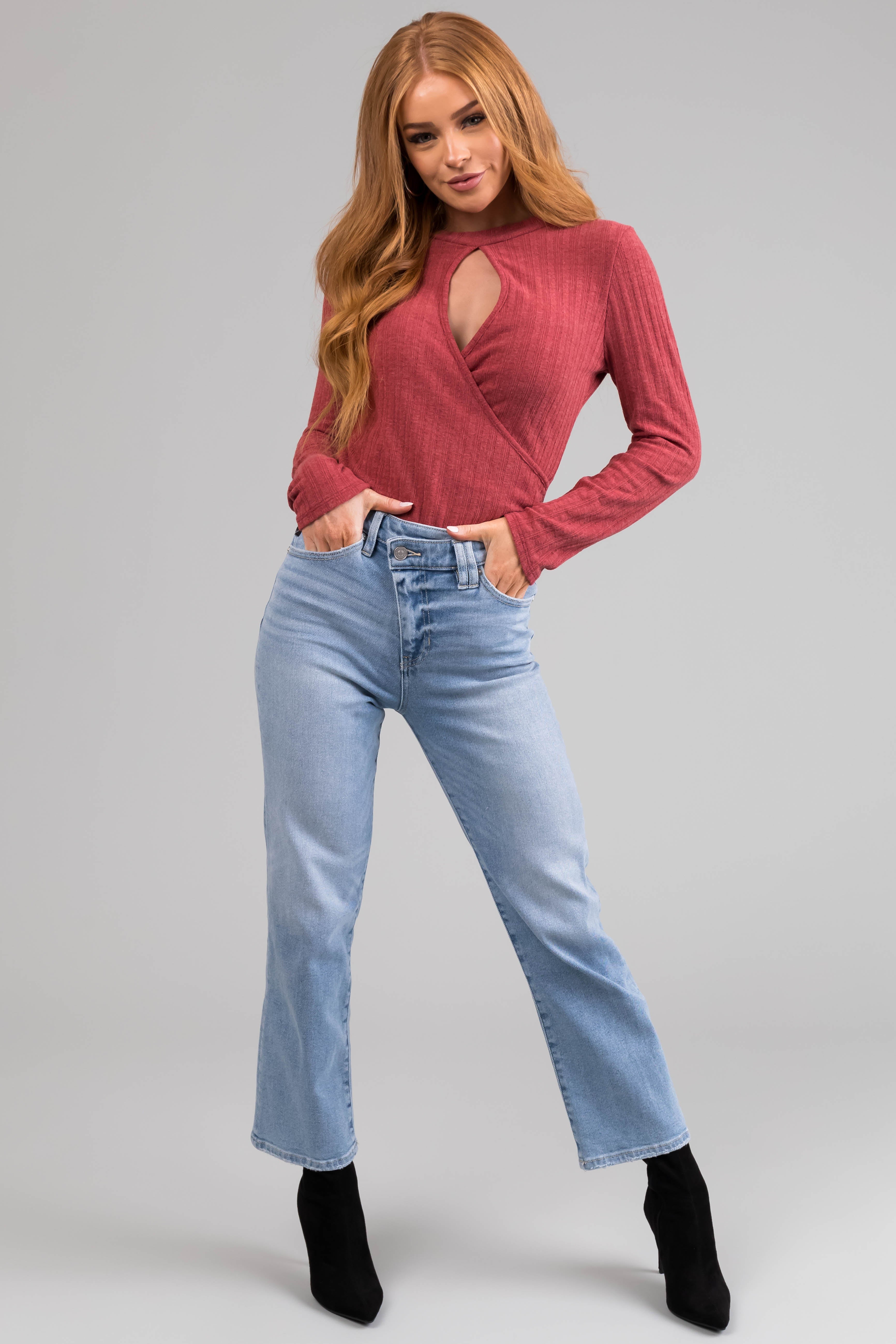 KanCan High Rise 90's Criss Cross Straight Jeans-Newayad