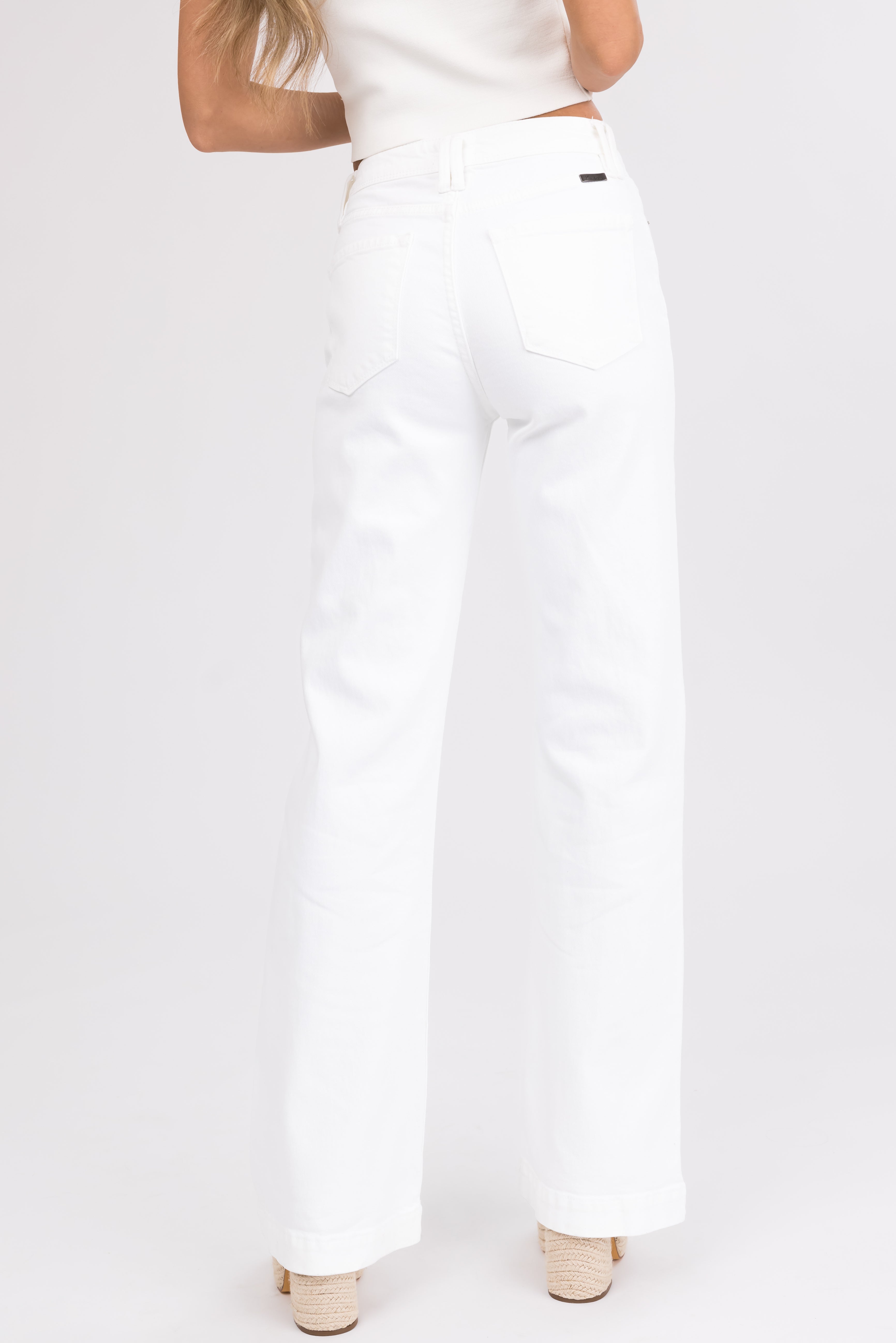 KanCan Ivory High Rise Wide Relaxed Denim Jeans-Newayad