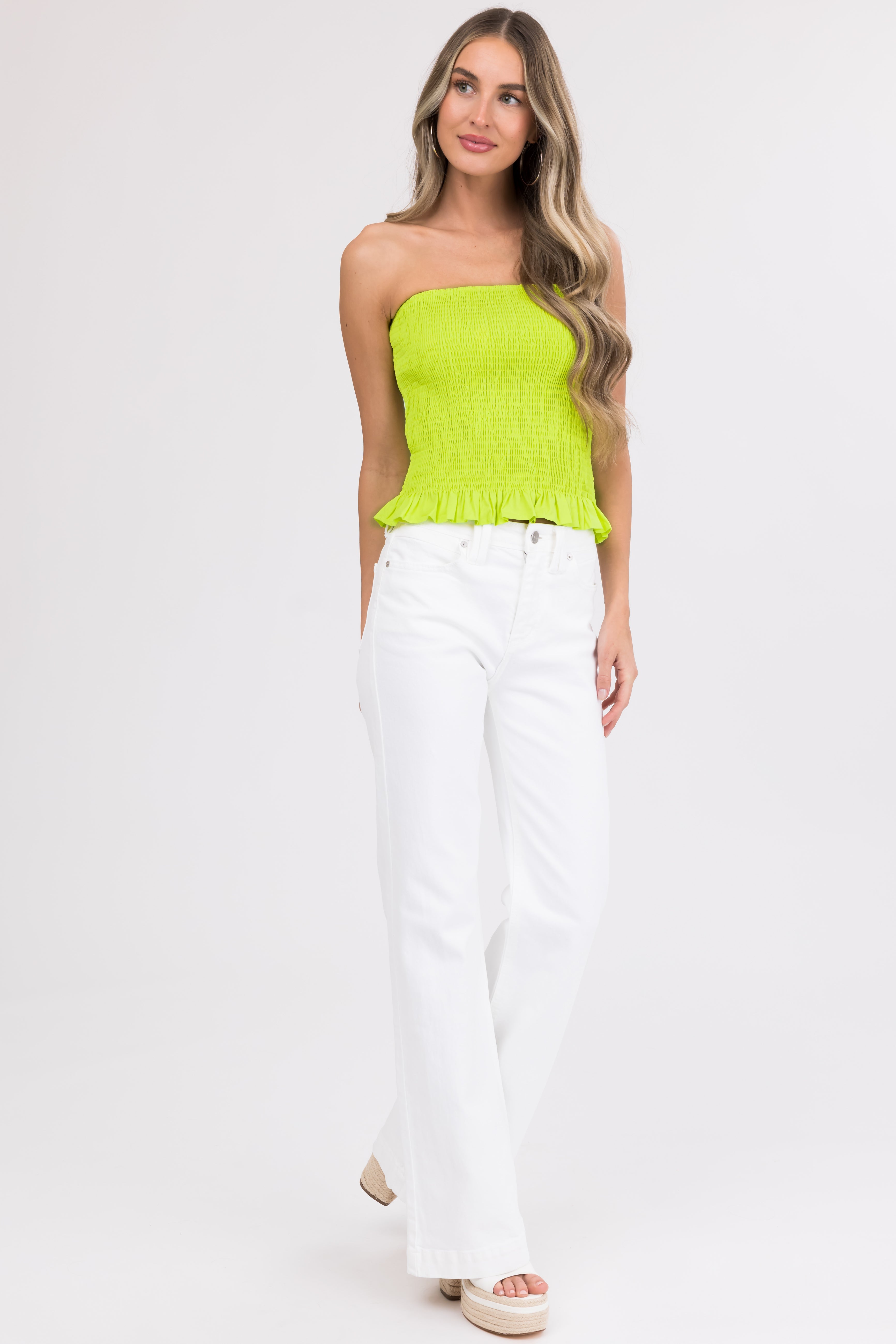 KanCan Ivory High Rise Wide Relaxed Denim Jeans-Newayad