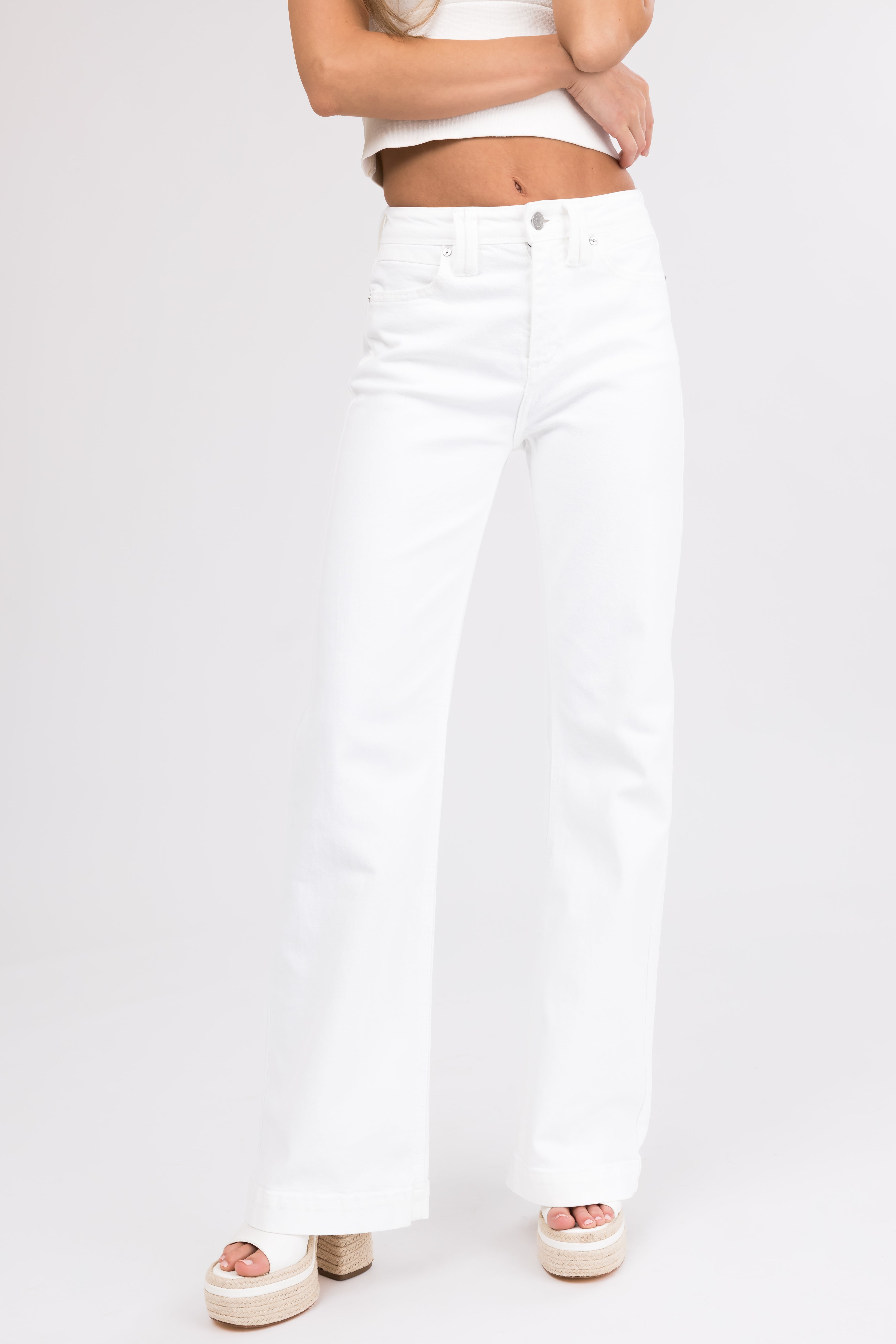 KanCan Ivory High Rise Wide Relaxed Denim Jeans-Newayad