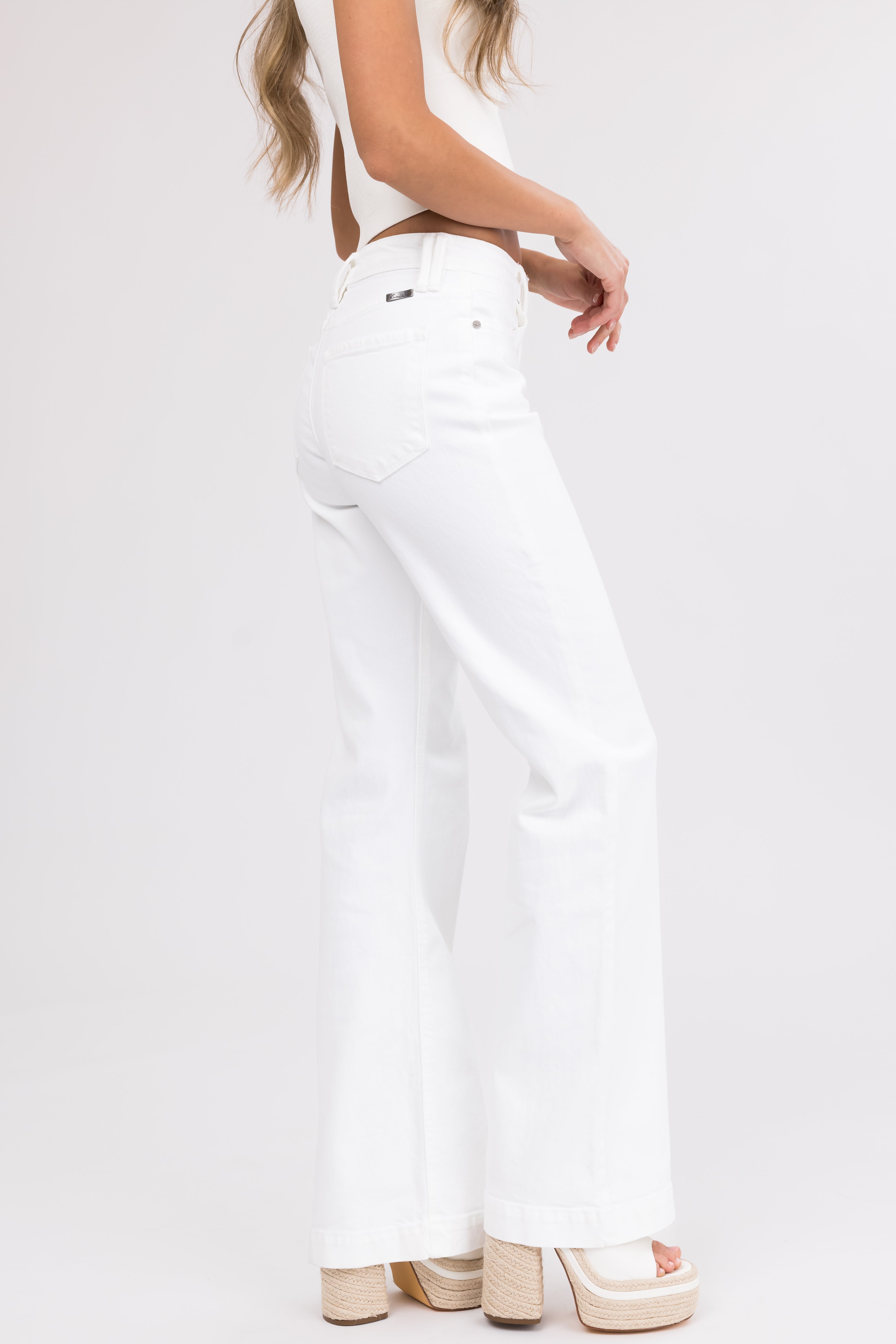 KanCan Ivory High Rise Wide Relaxed Denim Jeans-Newayad