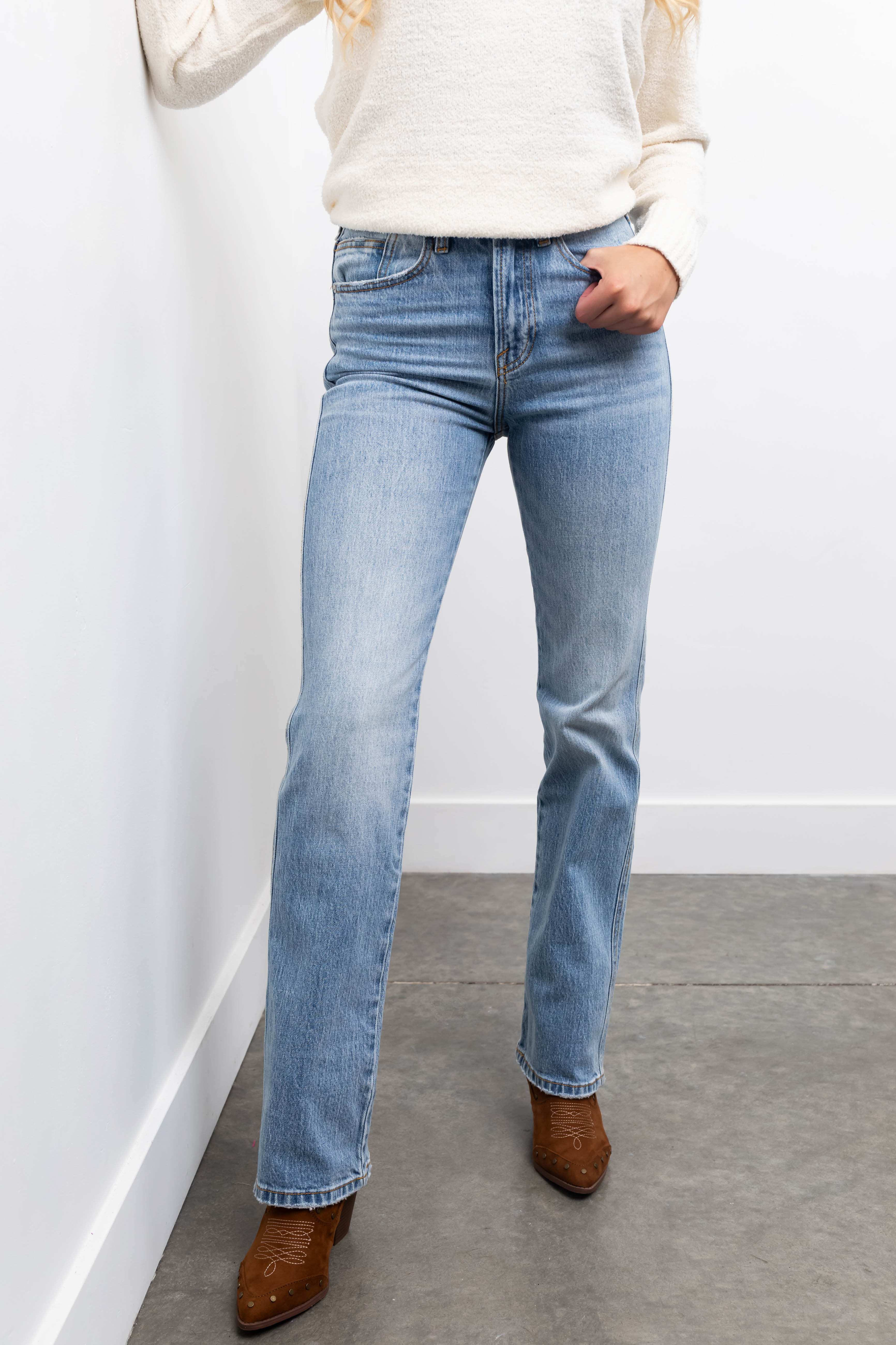 KanCan Light Wash Ultra High Rise Bootcut Jeans-Newayad
