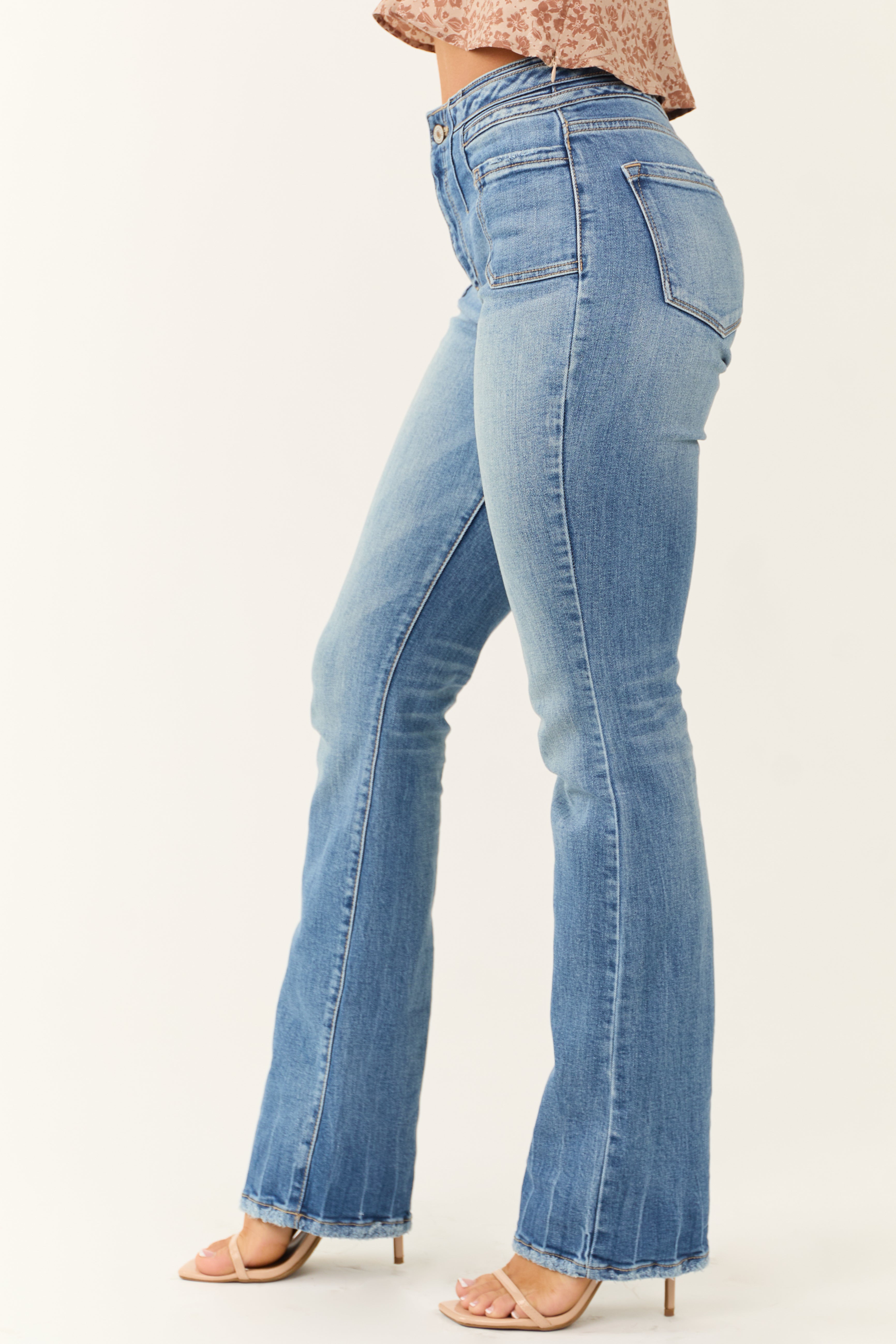KanCan Medium Wash High Rise Bootcut Jeans-Newayad
