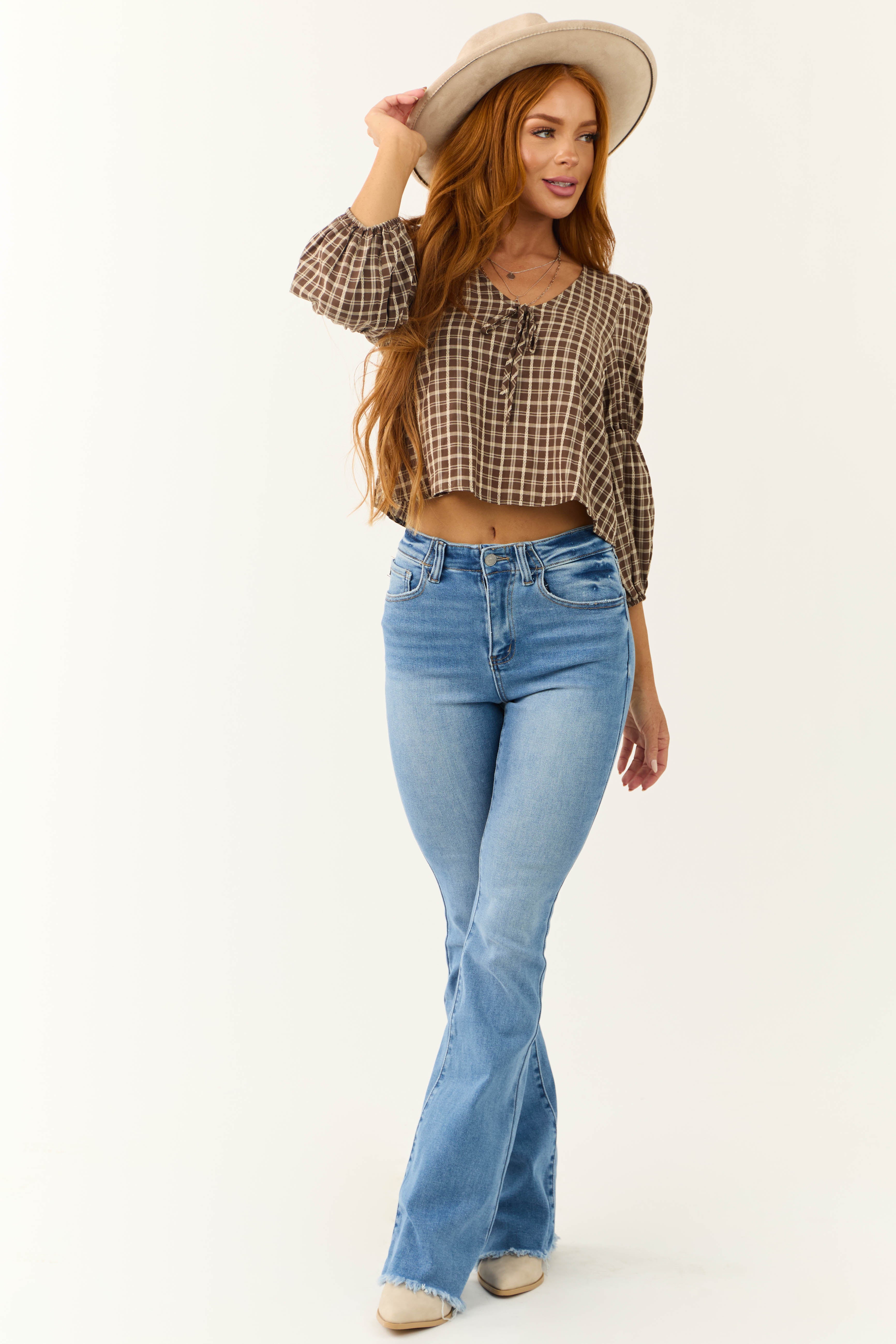 KanCan Medium Wash High Rise Flare Jeans-Newayad