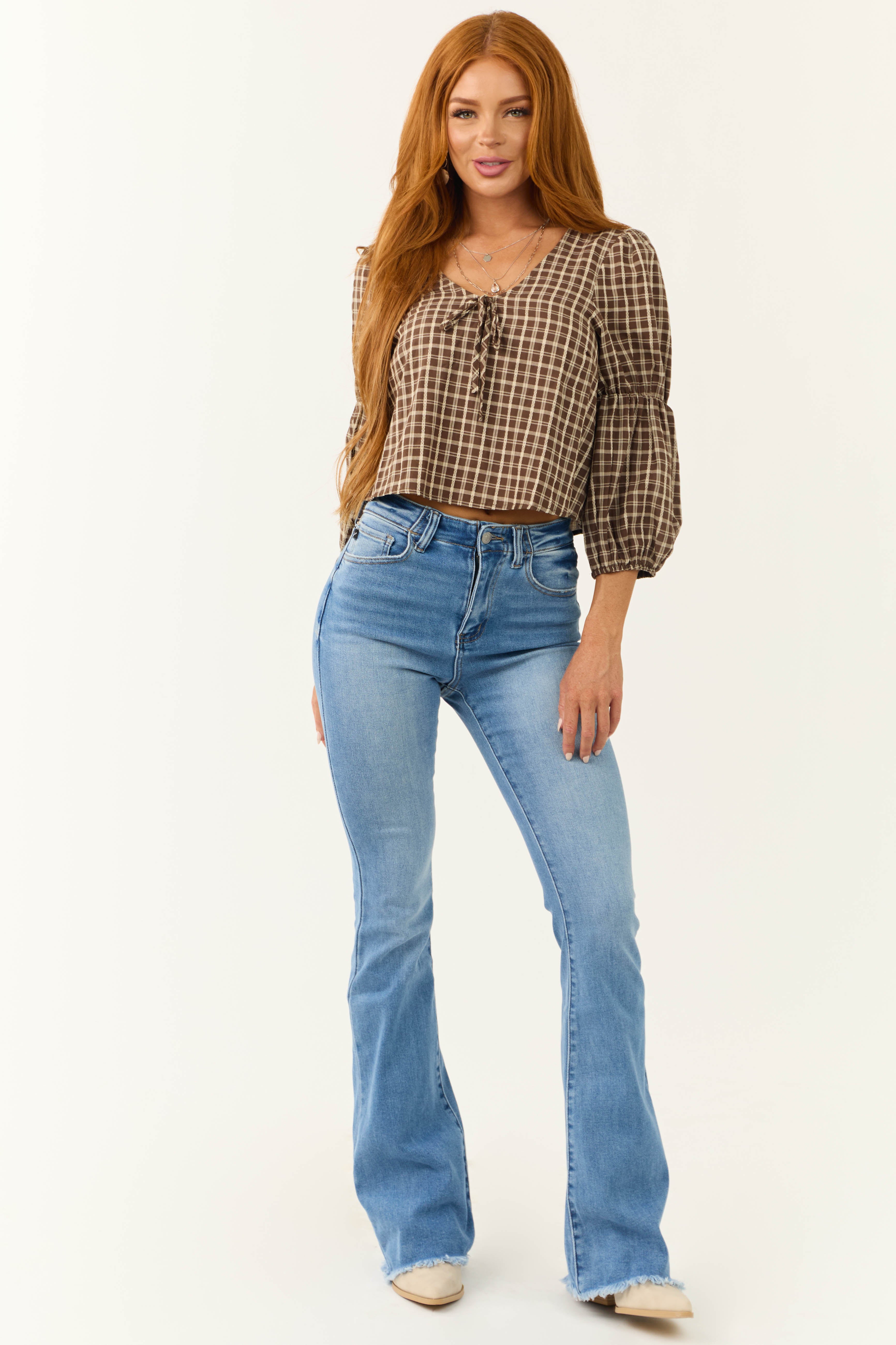 KanCan Medium Wash High Rise Flare Jeans-Newayad