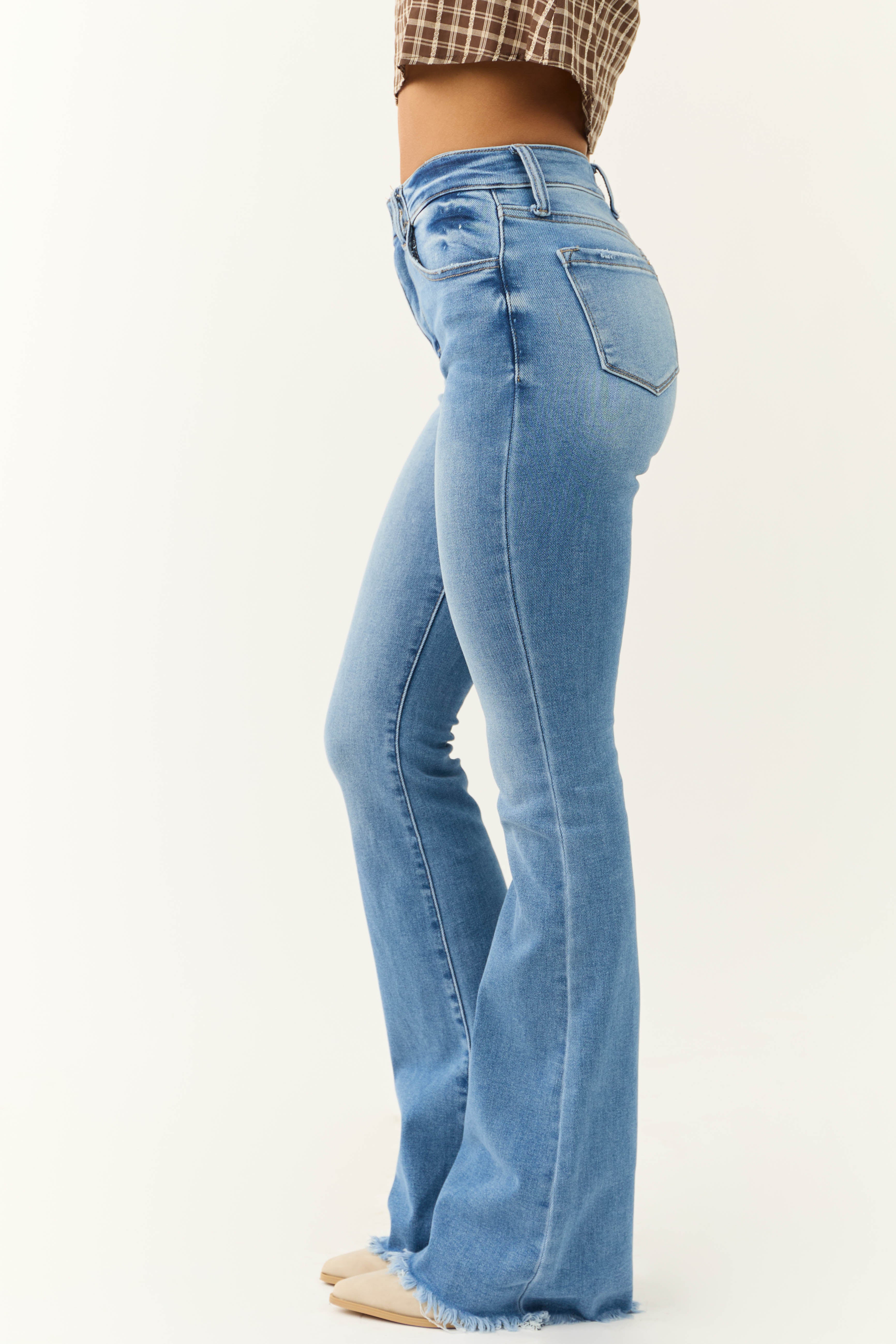 KanCan Medium Wash High Rise Flare Jeans-Newayad