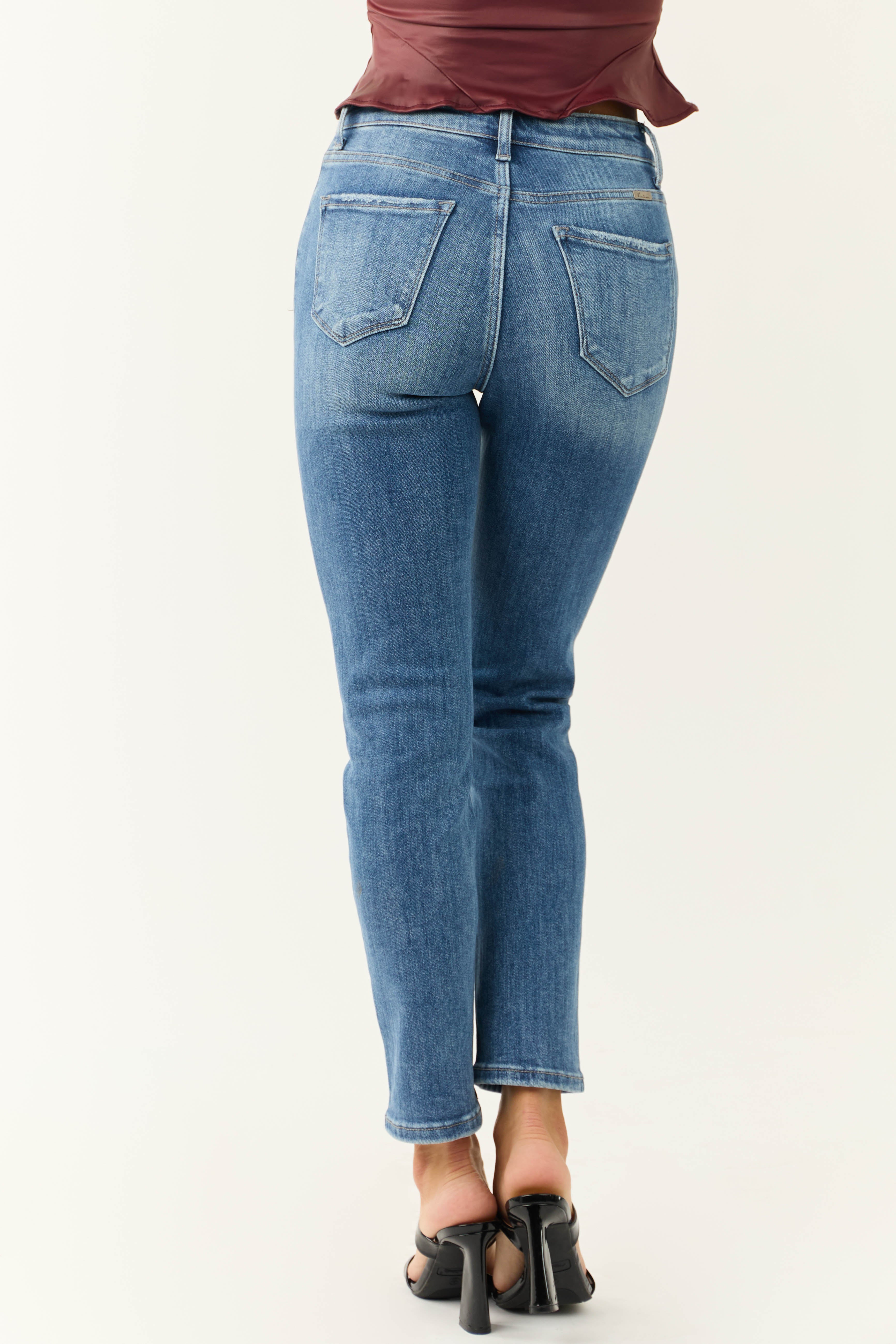 KanCan Medium Wash High Rise Slim Straight Jeans-Newayad