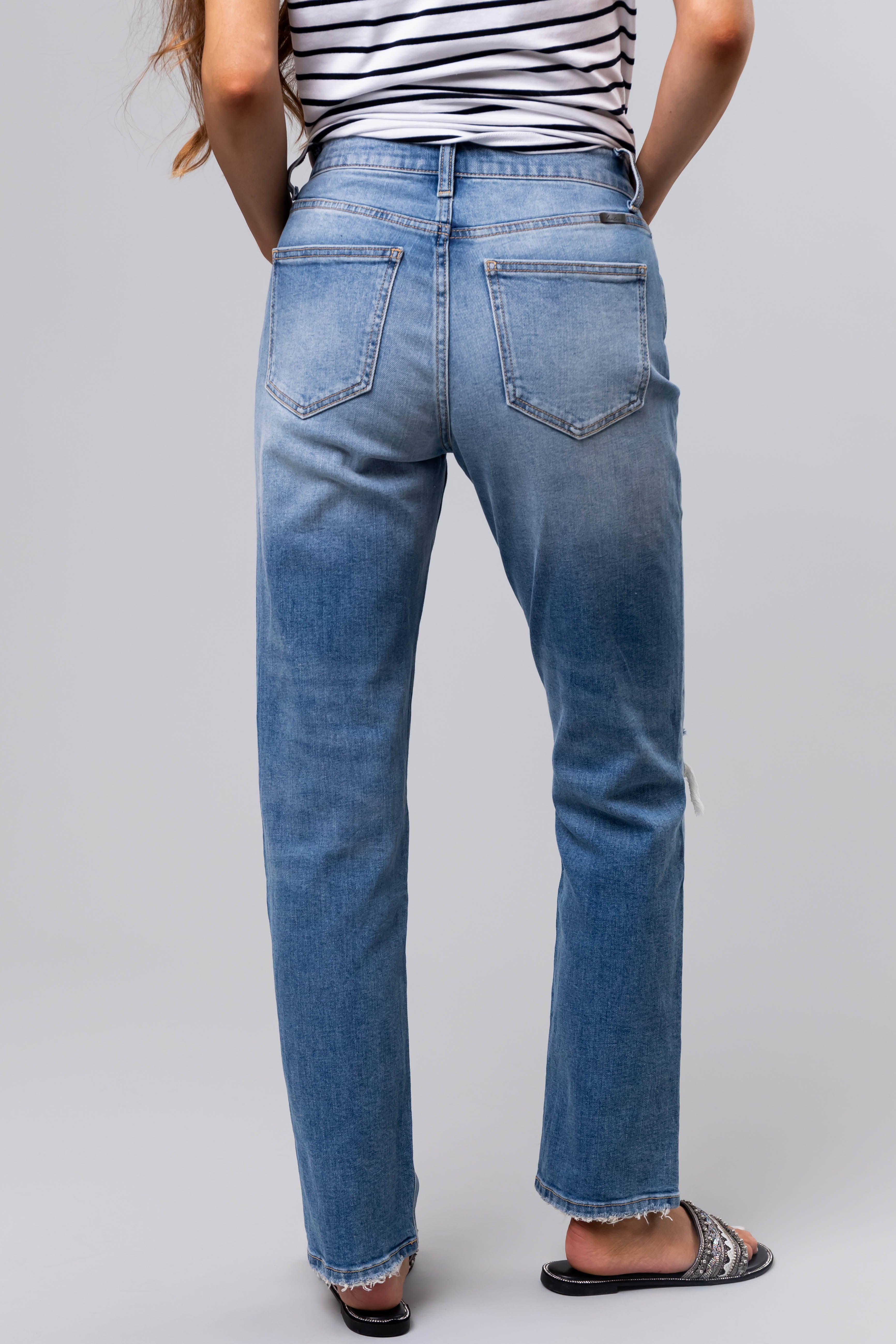 KanCan Medium Wash Straight Leg High Rise Jeans-Newayad