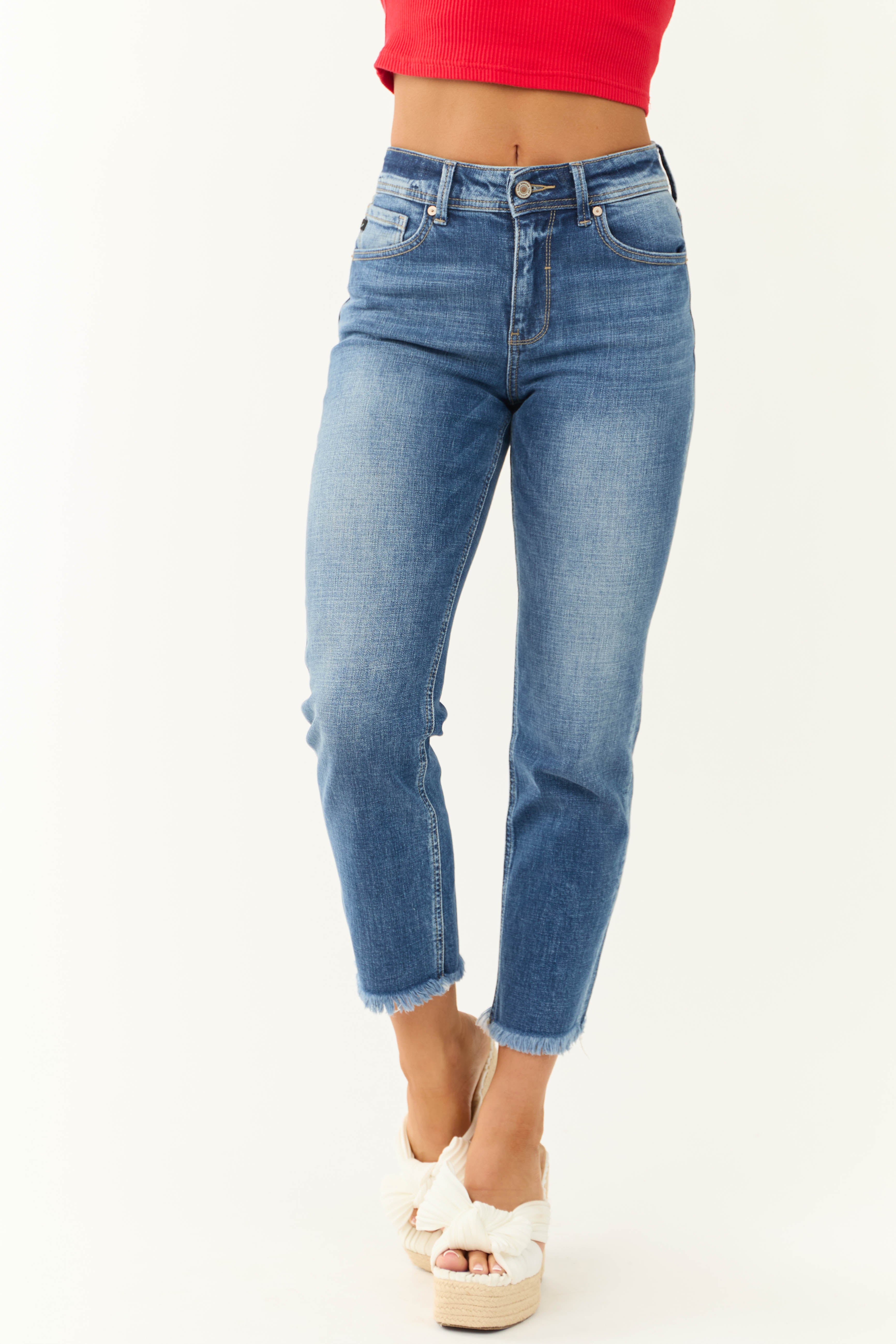 KanCan Medium Washed Cropped Straight Jeans-Newayad