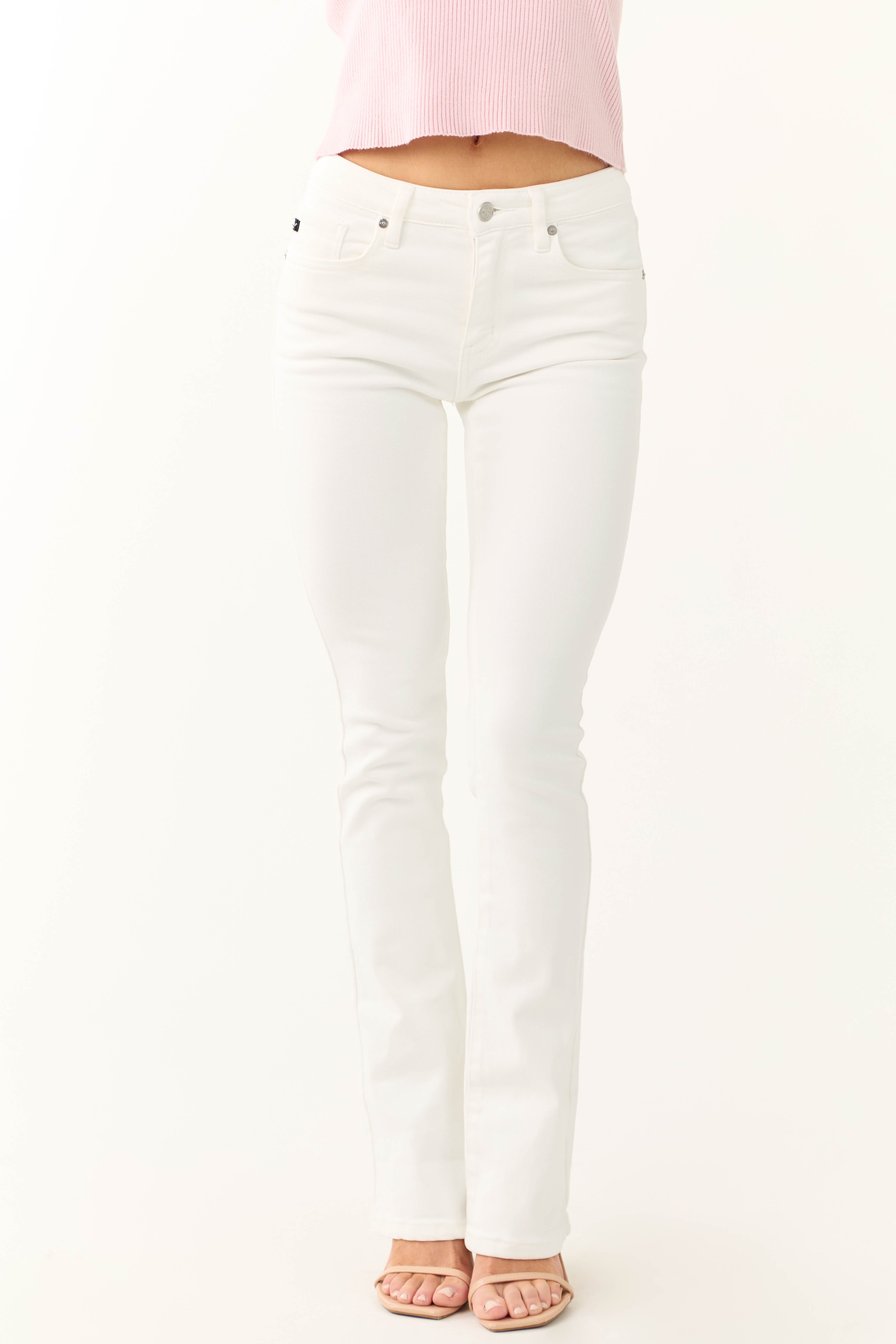 KanCan Off White High Rise Bootcut Jeans-Newayad