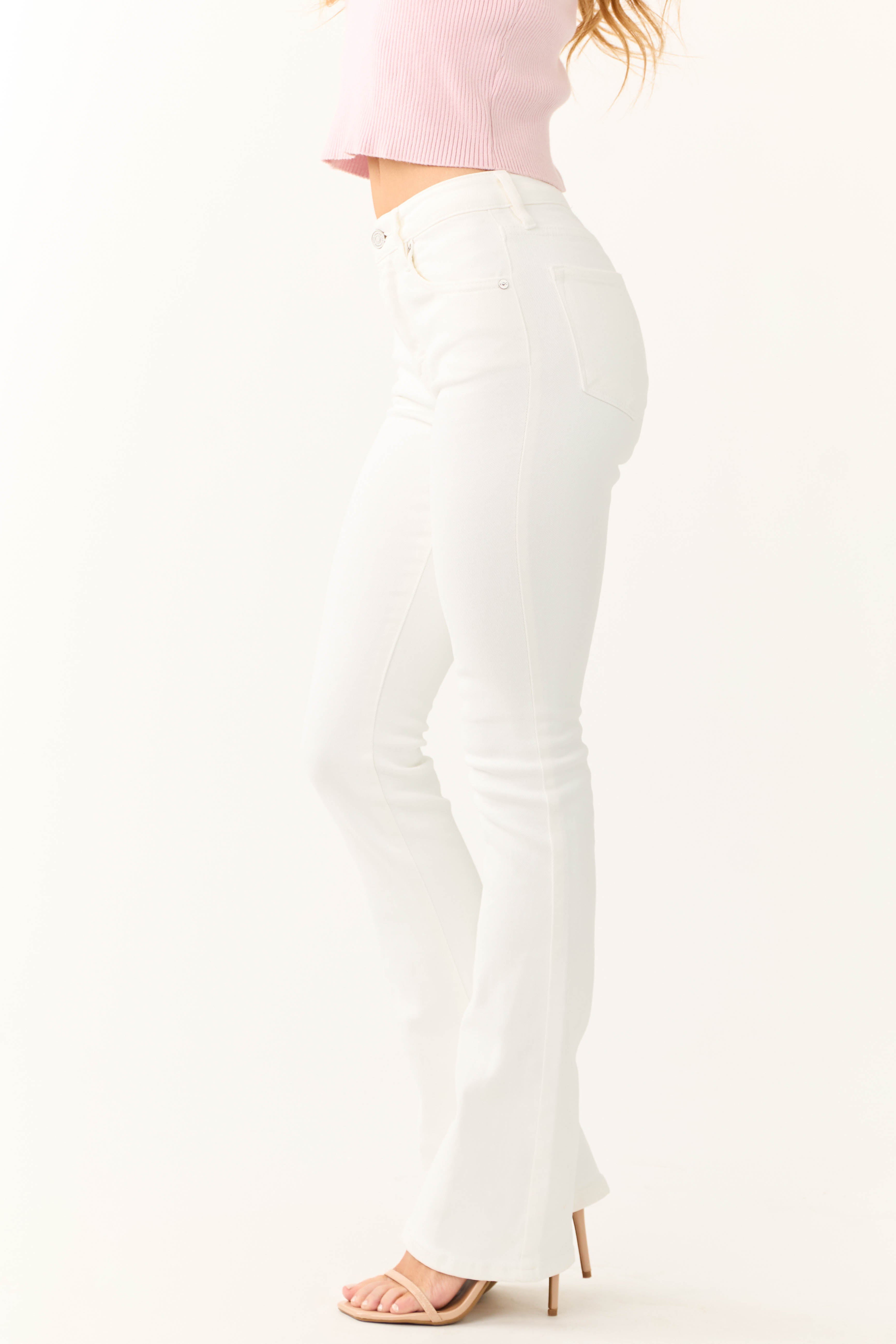 KanCan Off White High Rise Bootcut Jeans-Newayad