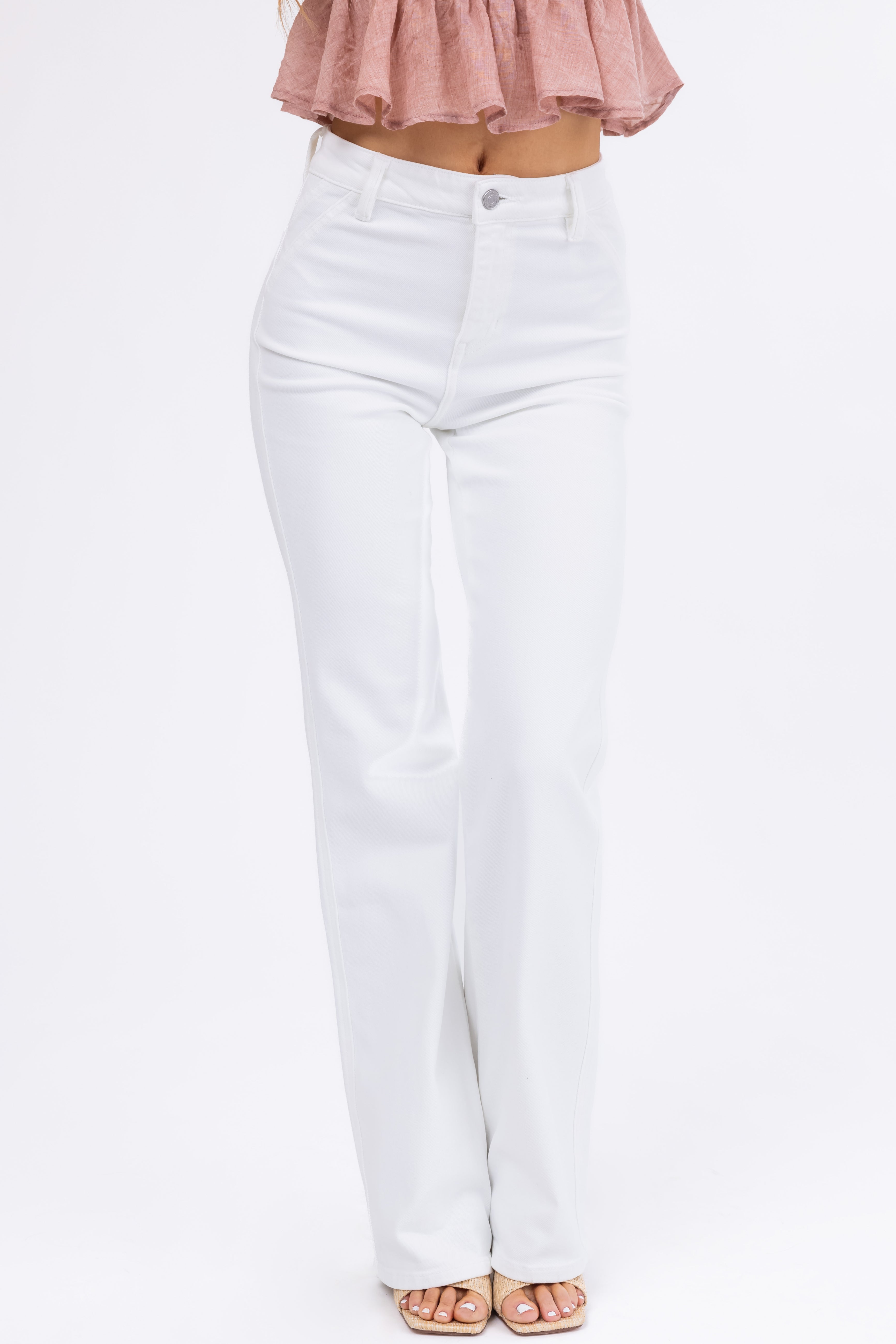 KanCan Off White Ultra High Rise Flare Jeans-Newayad