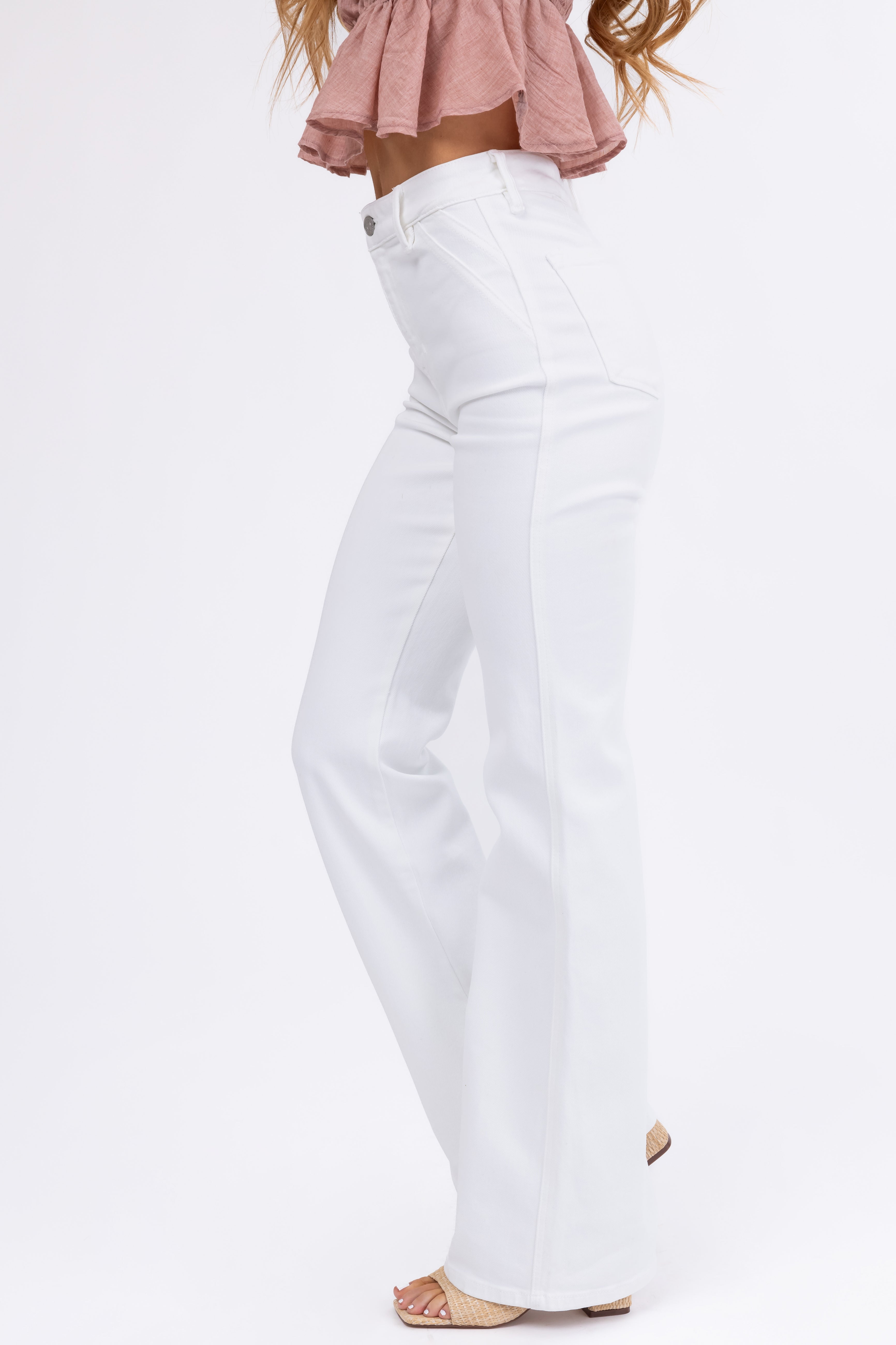 KanCan Off White Ultra High Rise Flare Jeans-Newayad