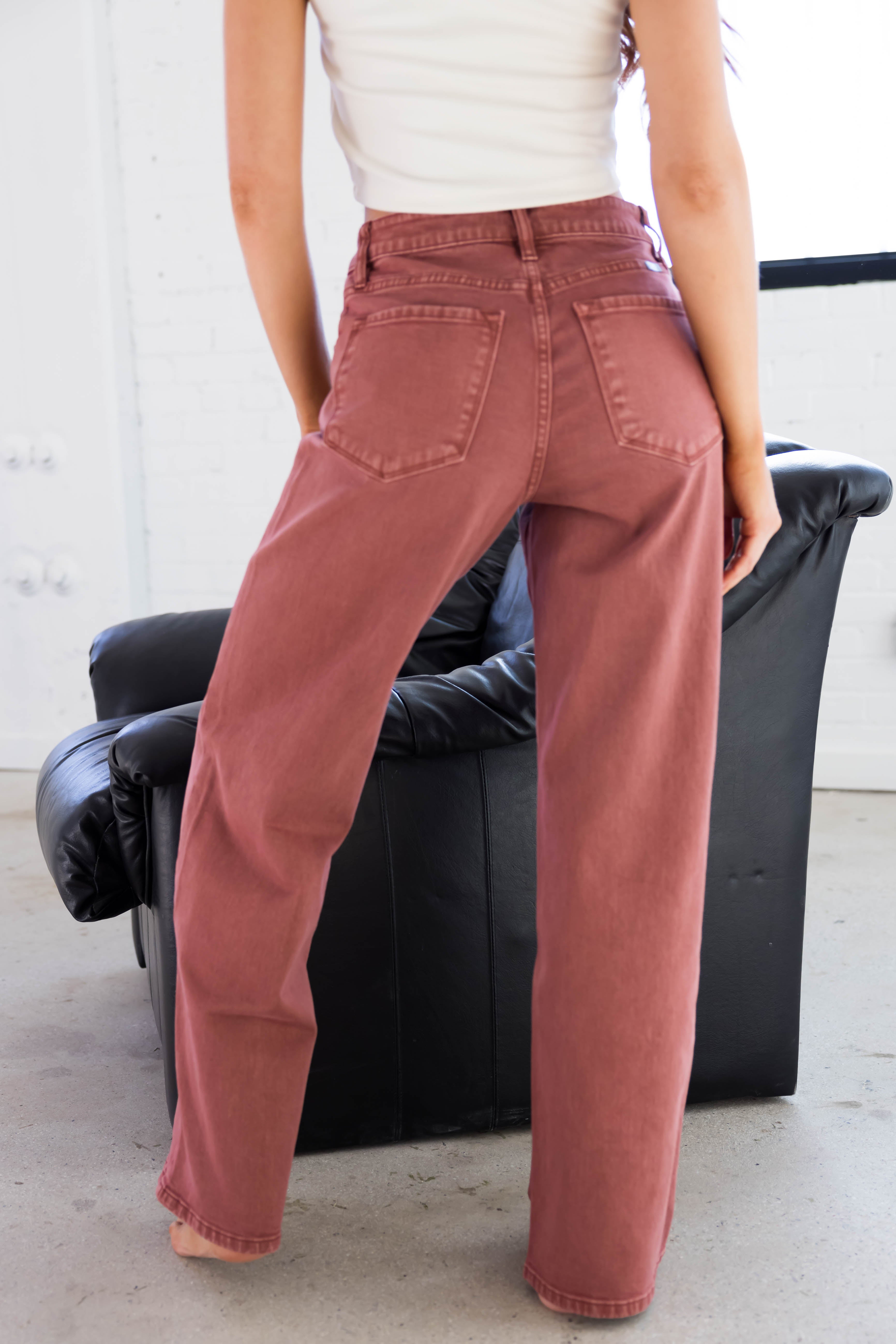 KanCan Terracotta High Rise Wide Leg Jeans-Newayad