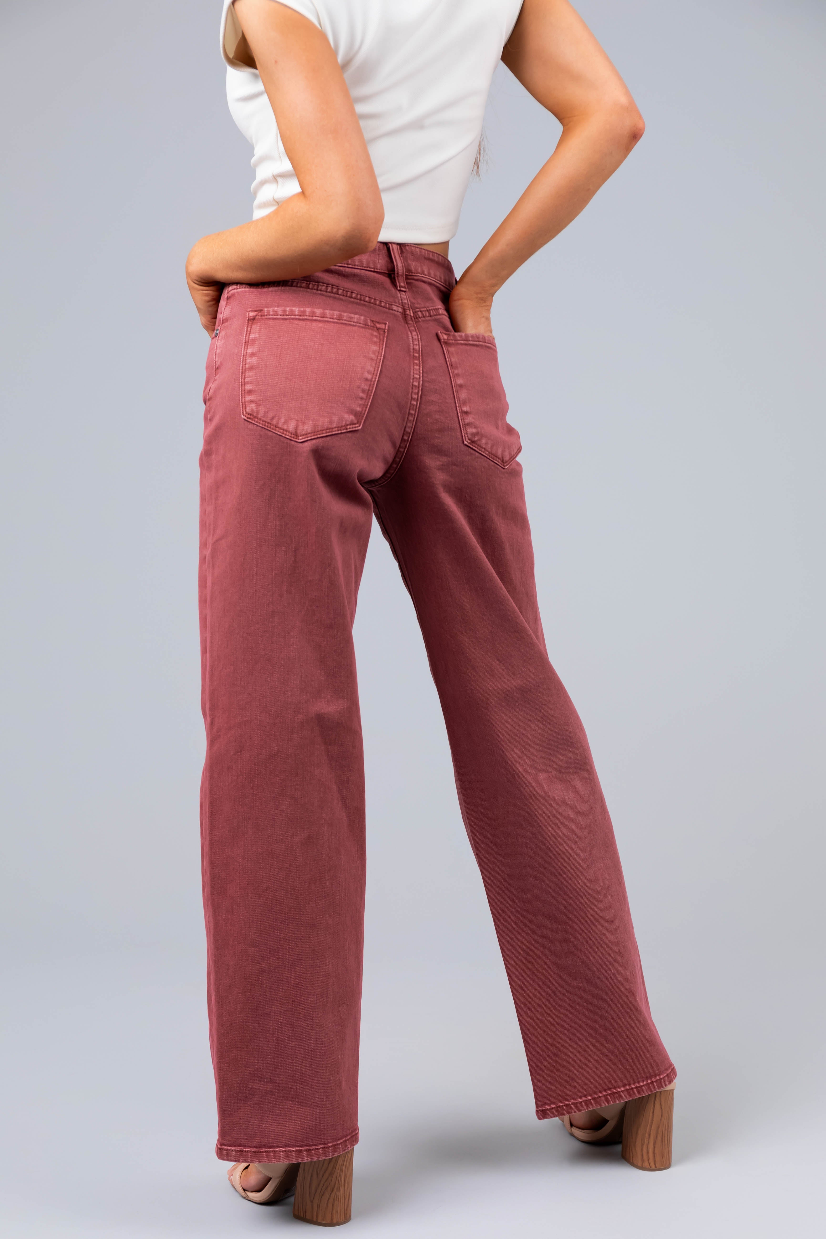 KanCan Terracotta High Rise Wide Leg Jeans-Newayad
