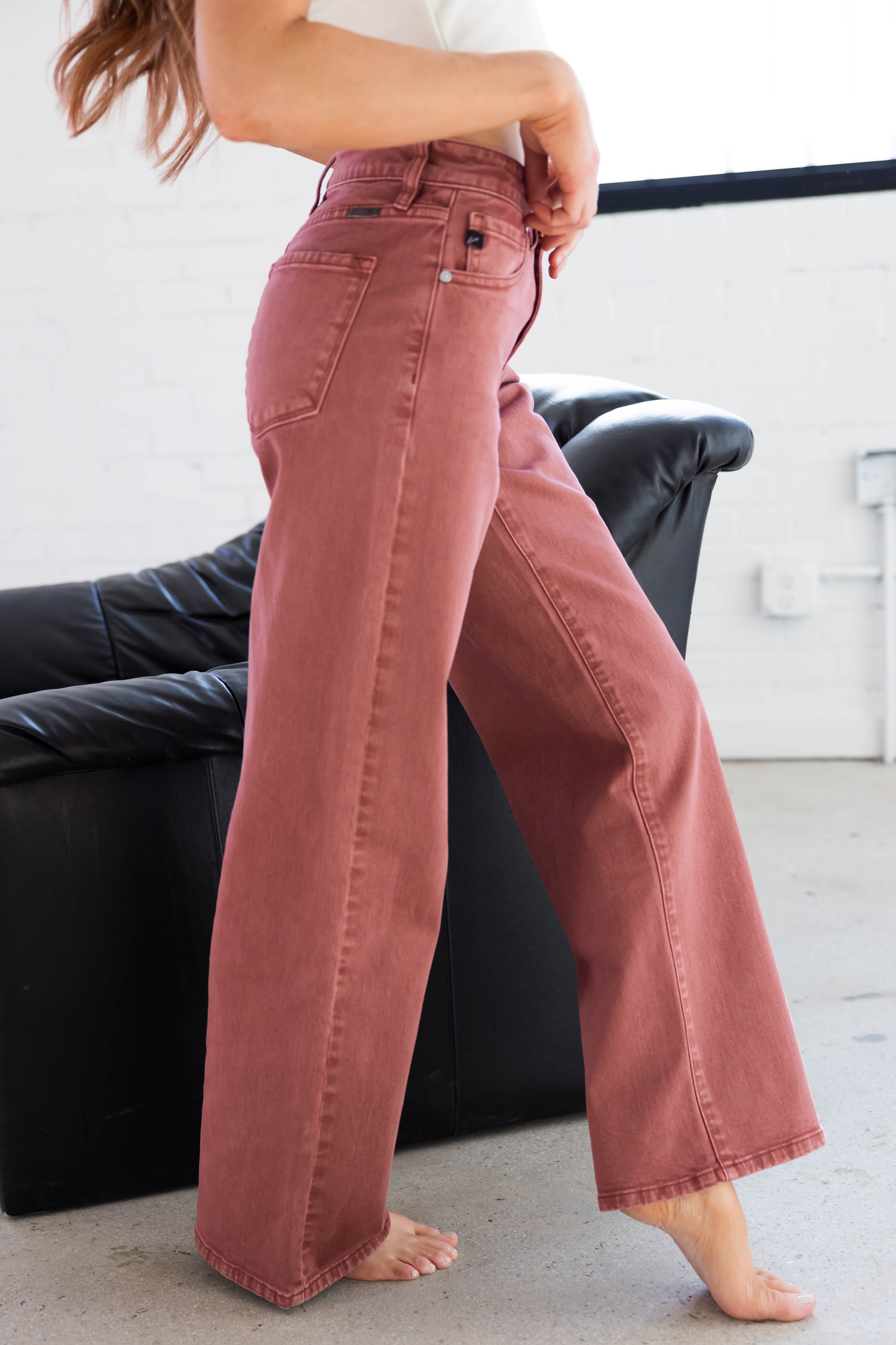 KanCan Terracotta High Rise Wide Leg Jeans-Newayad