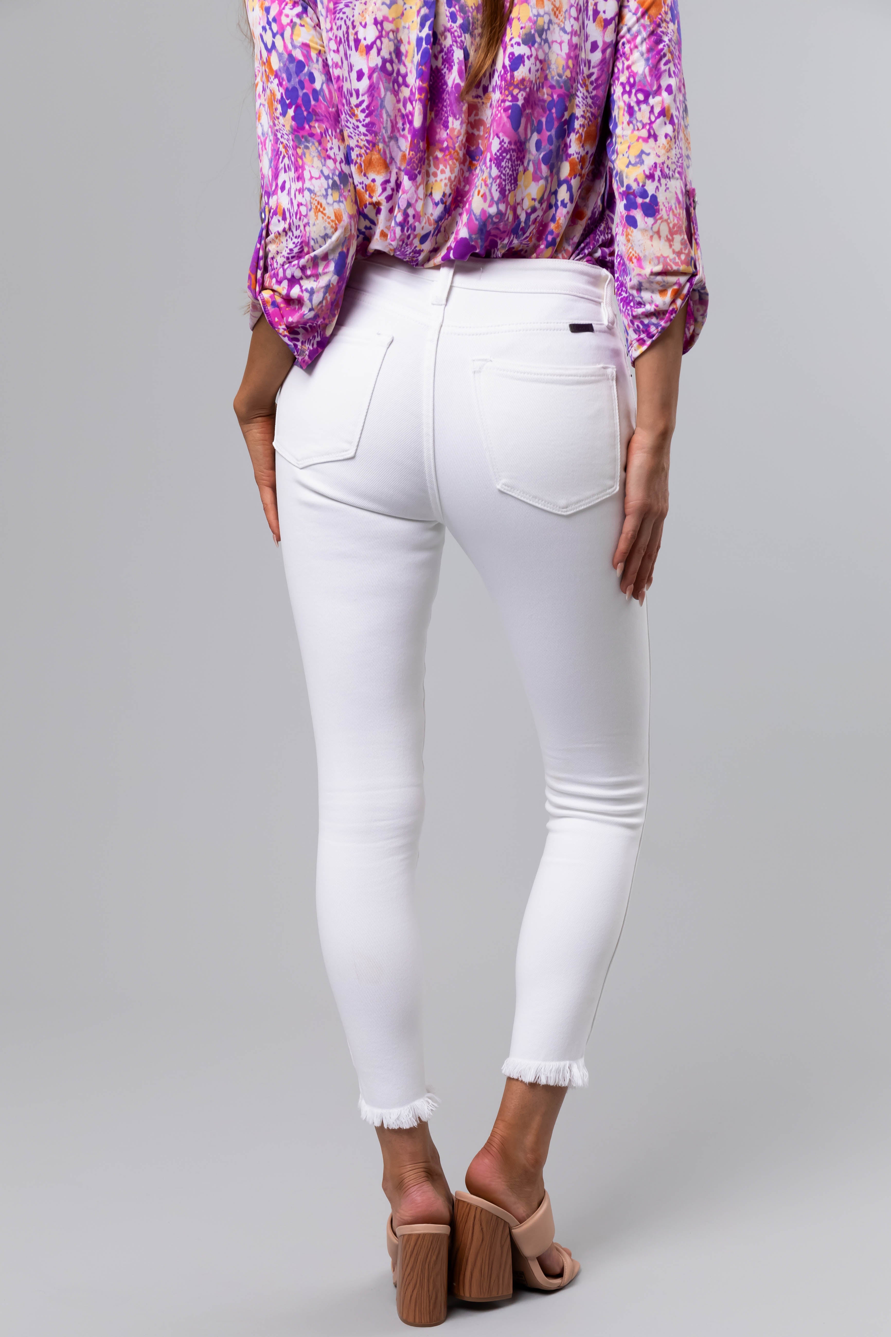 KanCan White High Rise Ankle Skinny Jeans-Newayad