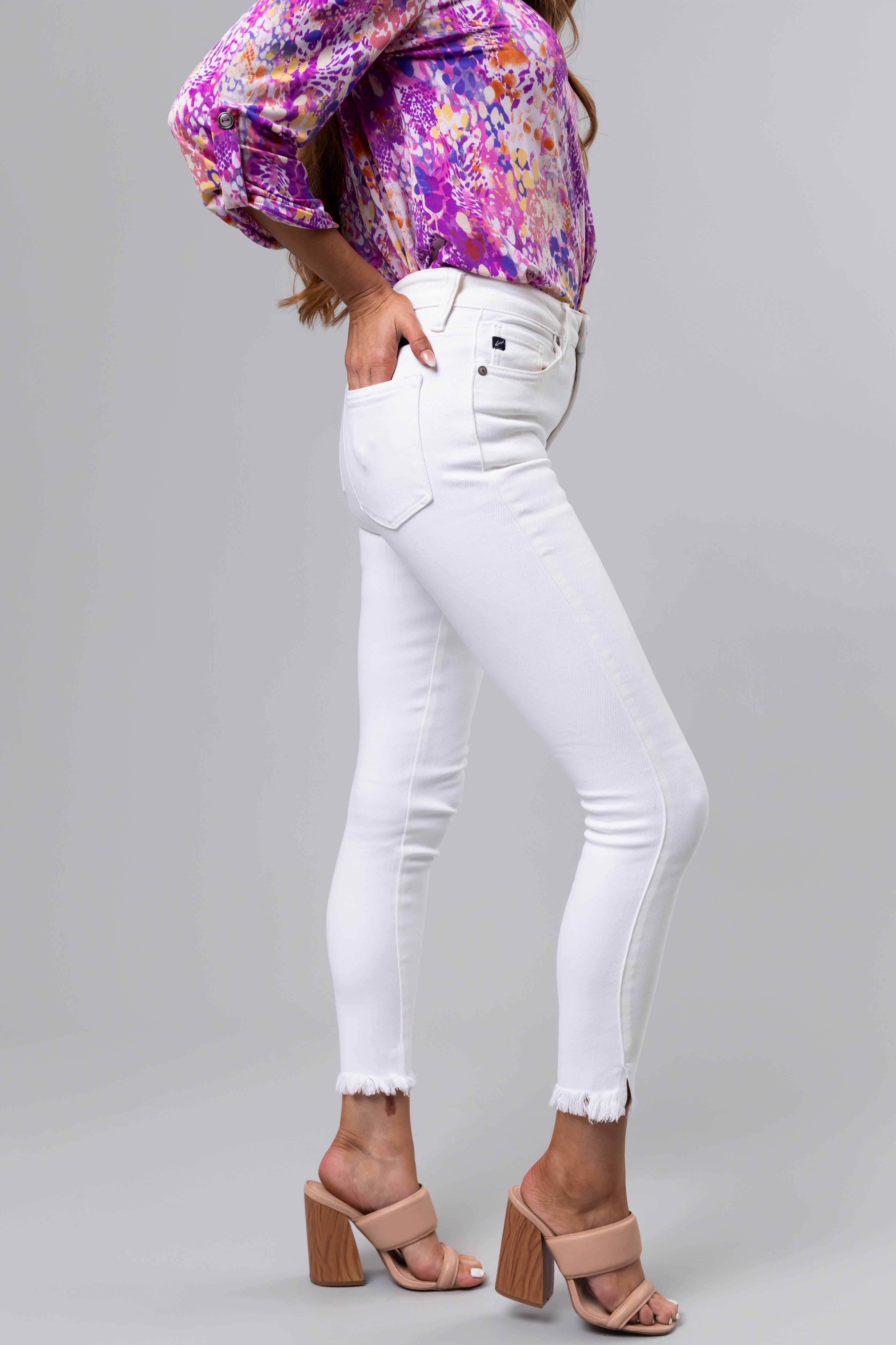KanCan White High Rise Ankle Skinny Jeans-Newayad
