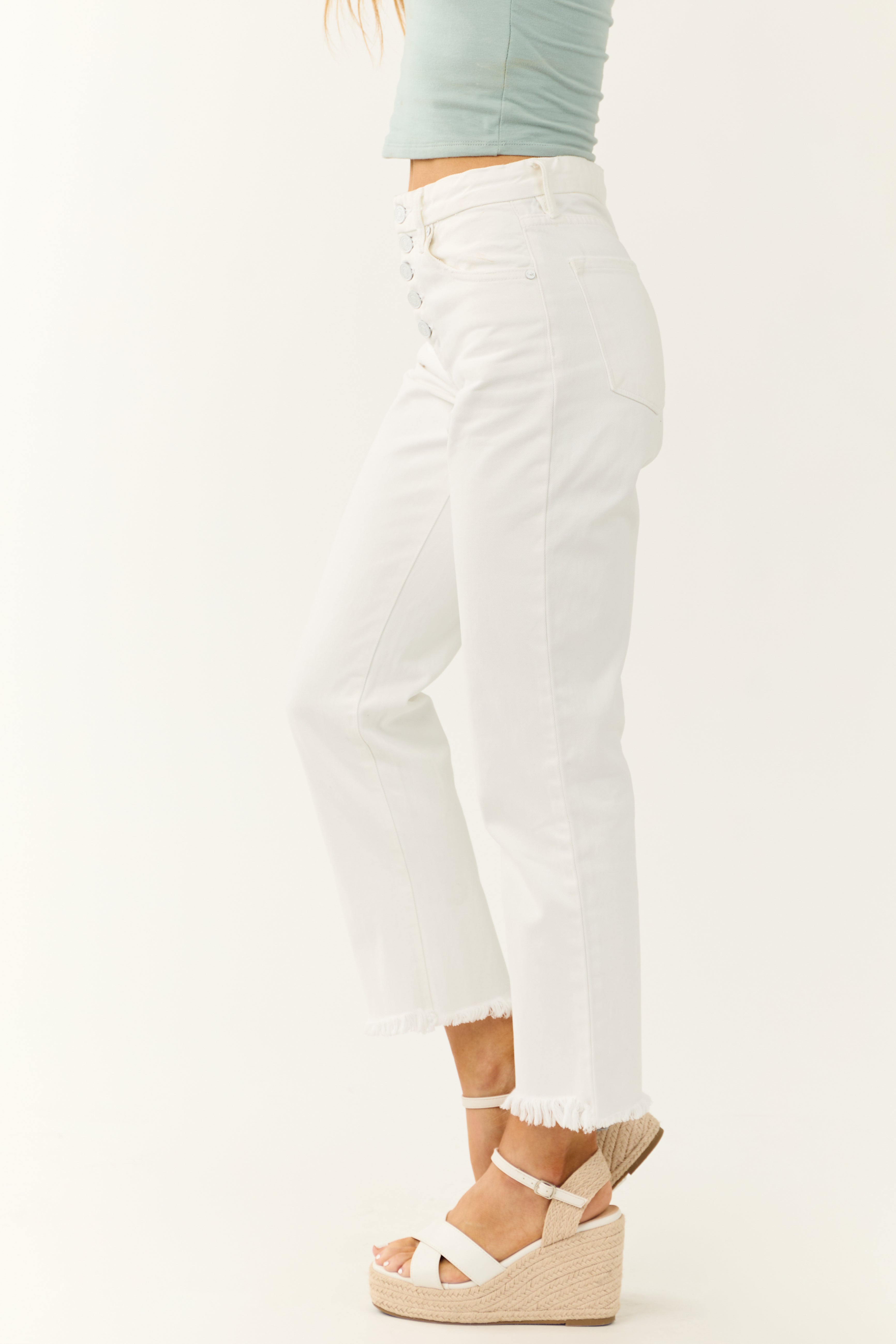 KanCan White High Rise Straight Leg Jeans-Newayad