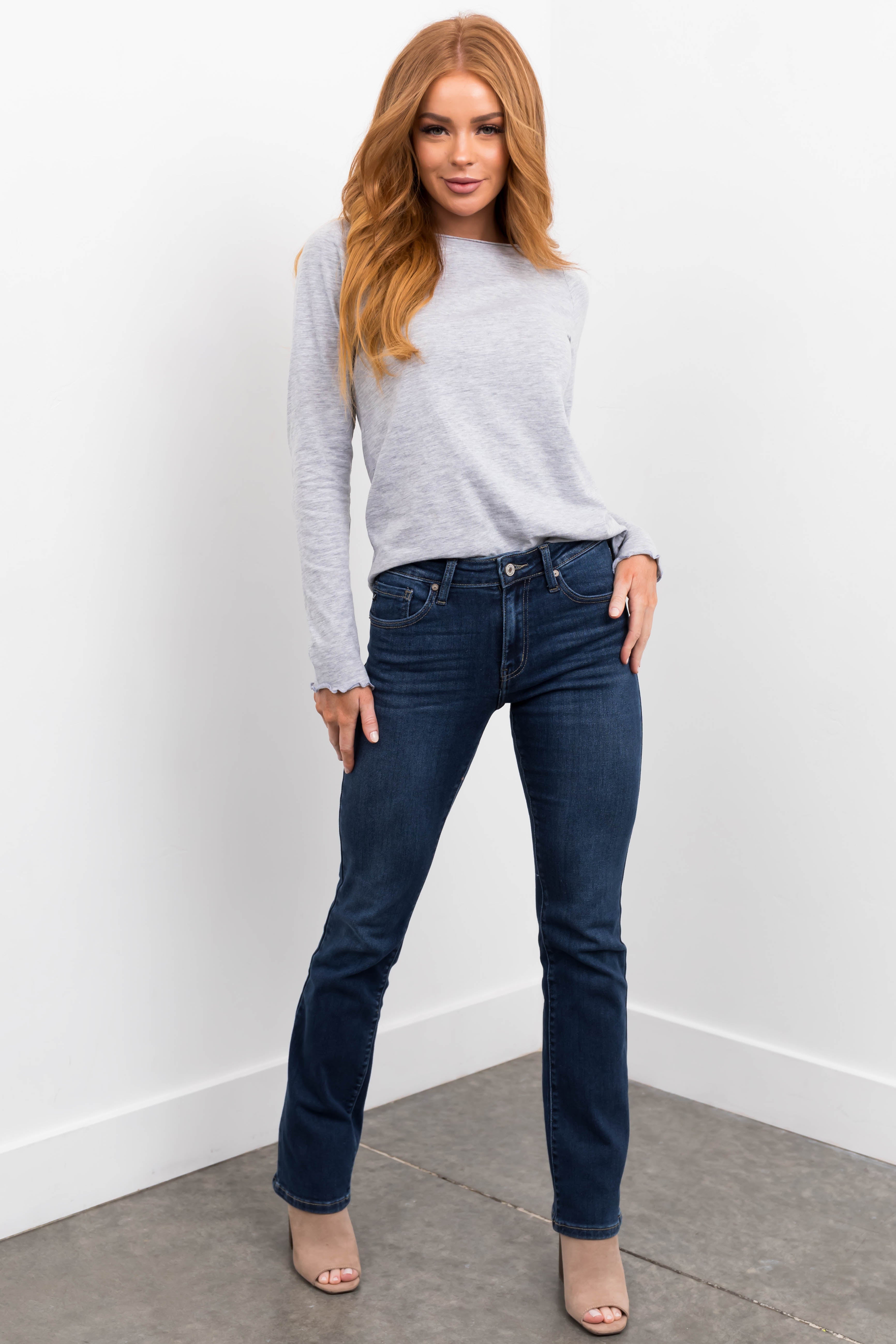 KanCan Dark Wash Skinny High Rise Bootcut Jeans-Newayad