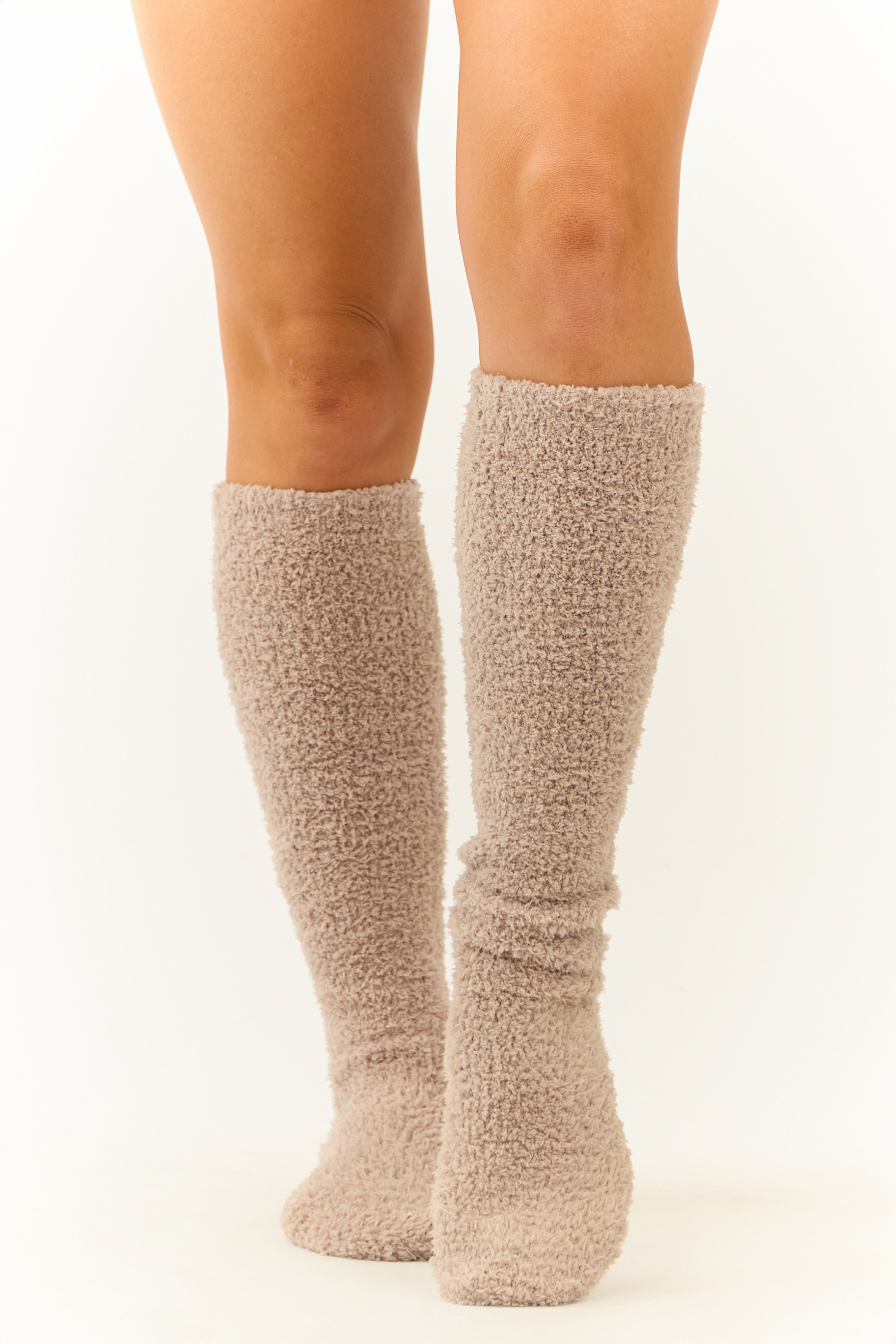 Latte Fleece Soft Knee High Socks-Newayad