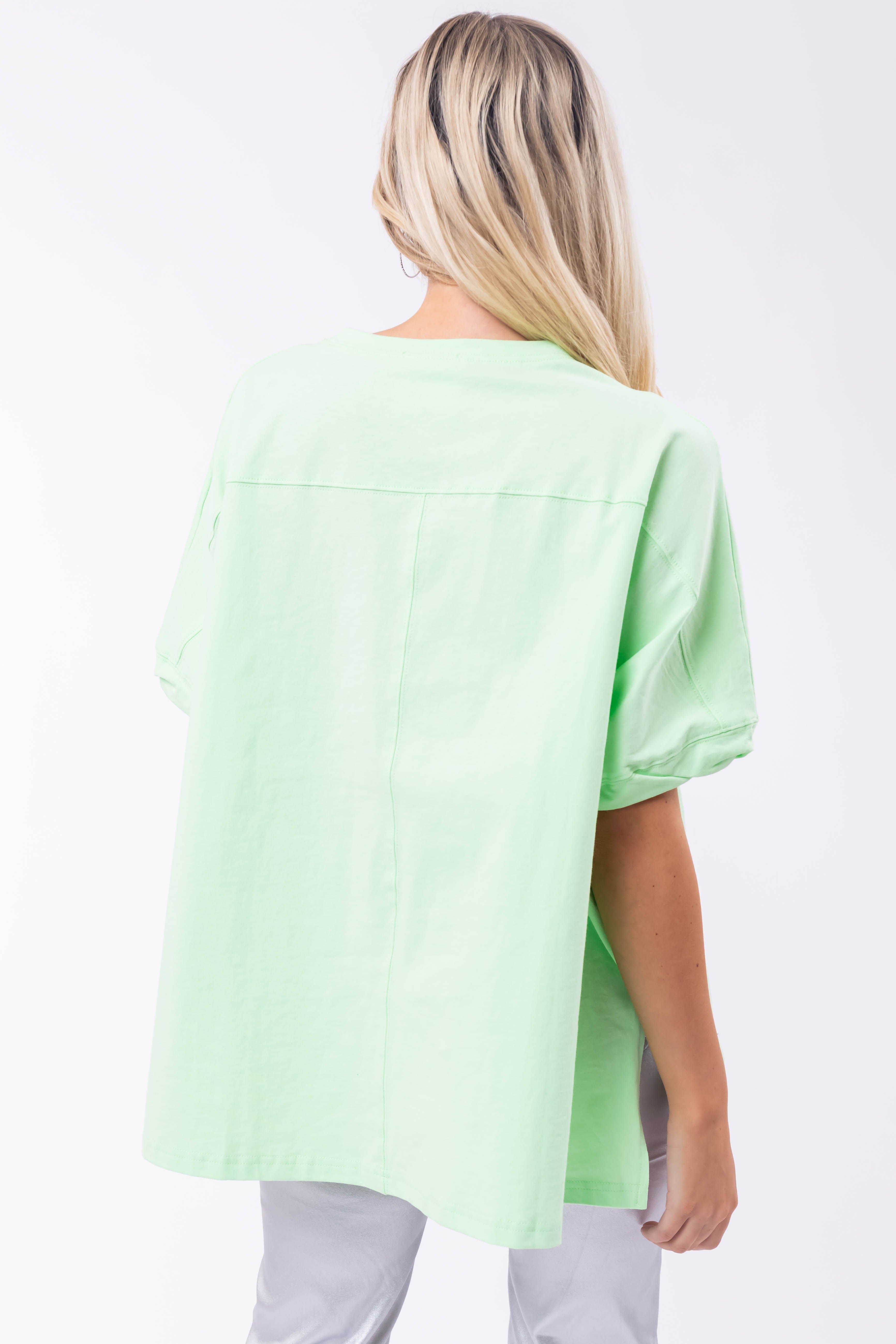 Light Kiwi Sequin St Patricks Day Graphic Top-Newayad