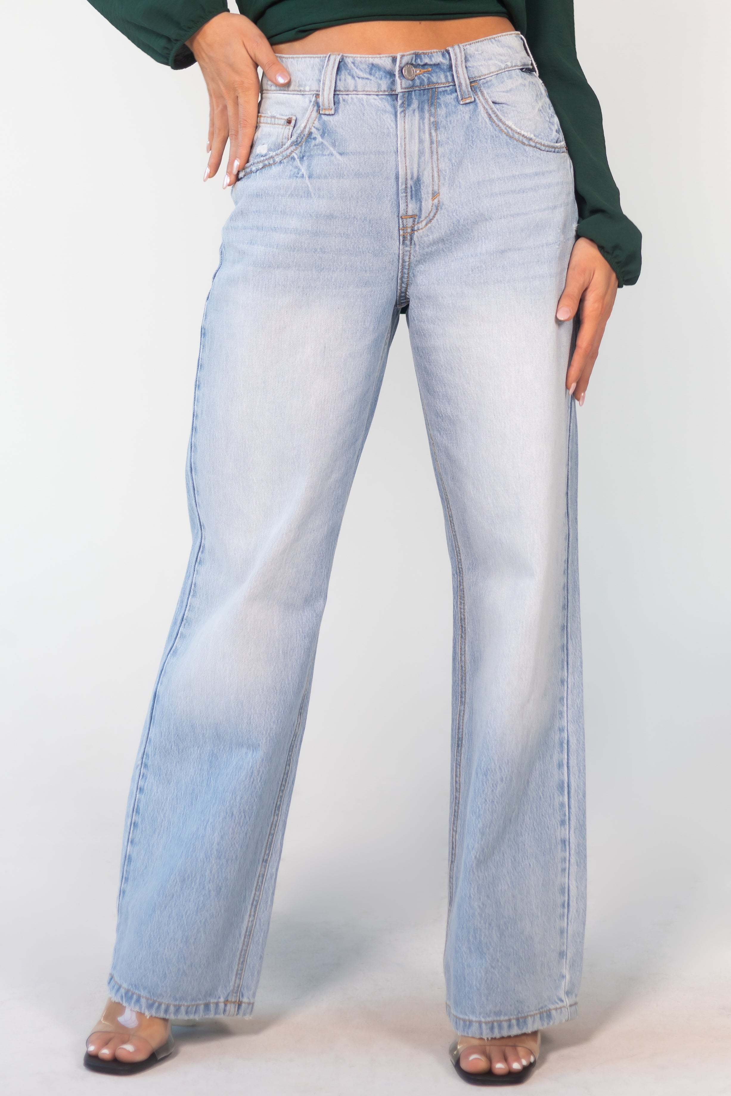 Cello Light Wash Vintage Low Rise Loose Fit Jeans-Newayad