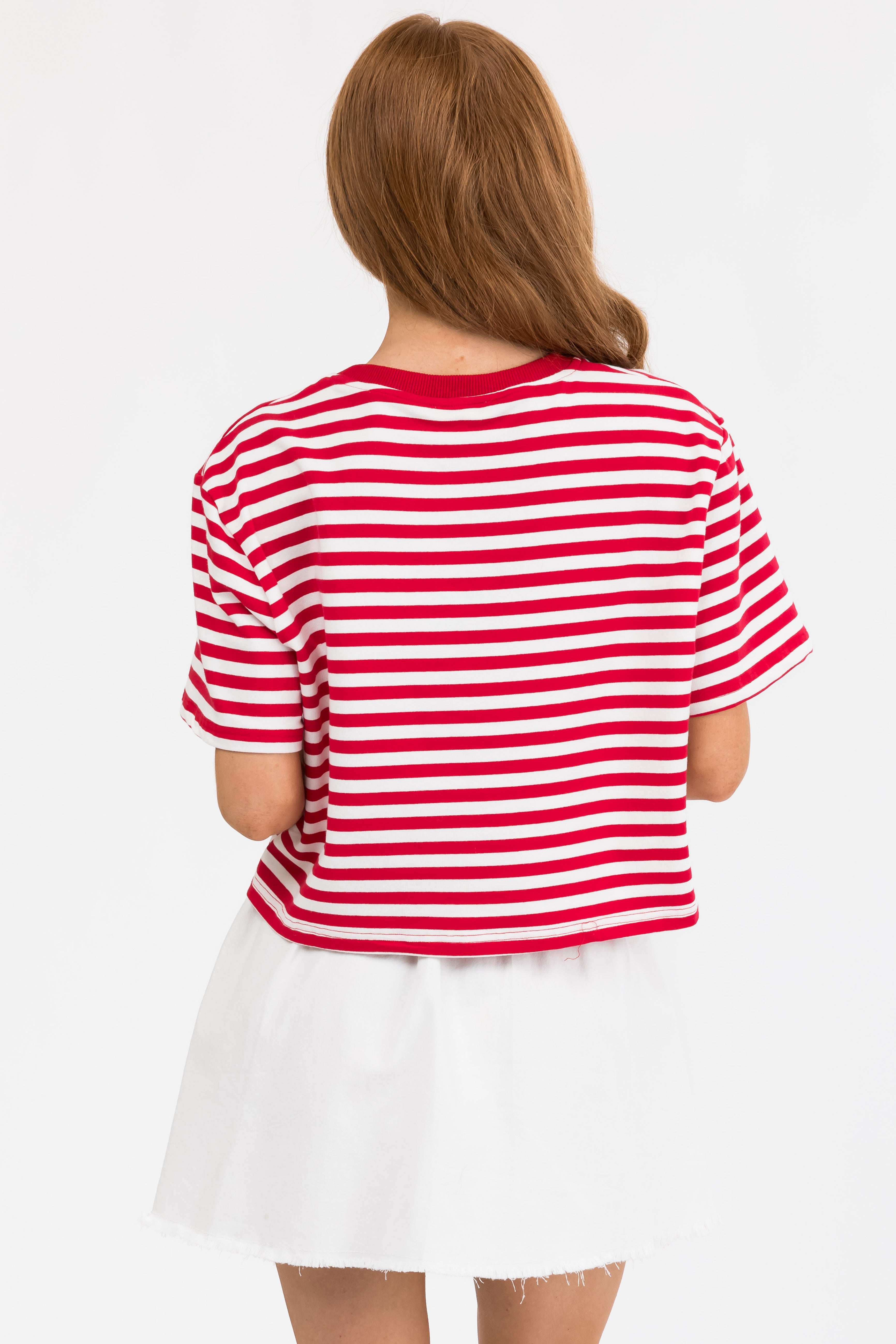 Lipstick and Ivory Stars and Stripes Print Top-Newayad