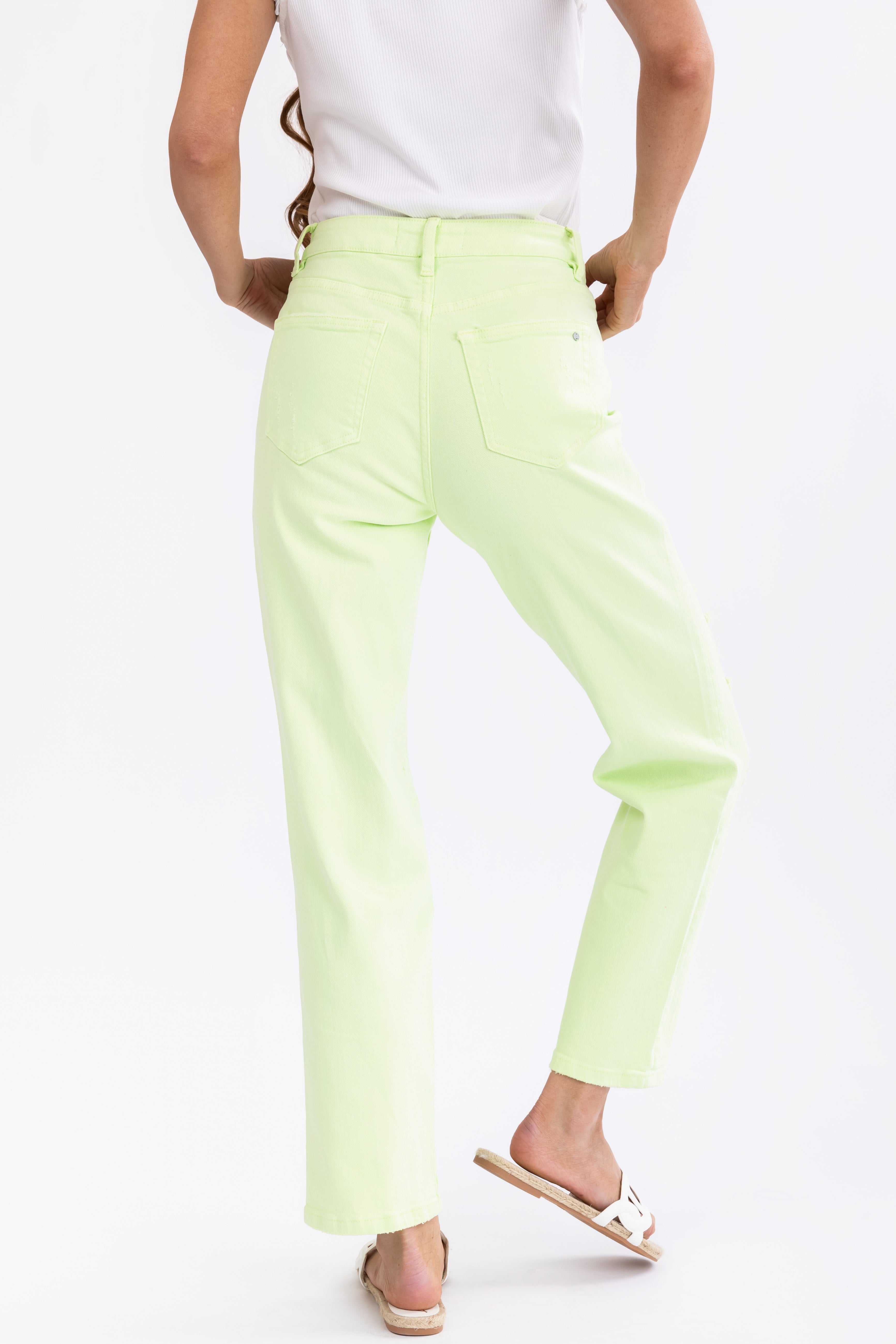 Mica Denim Bright Lime Straight Leg Jeans-Newayad